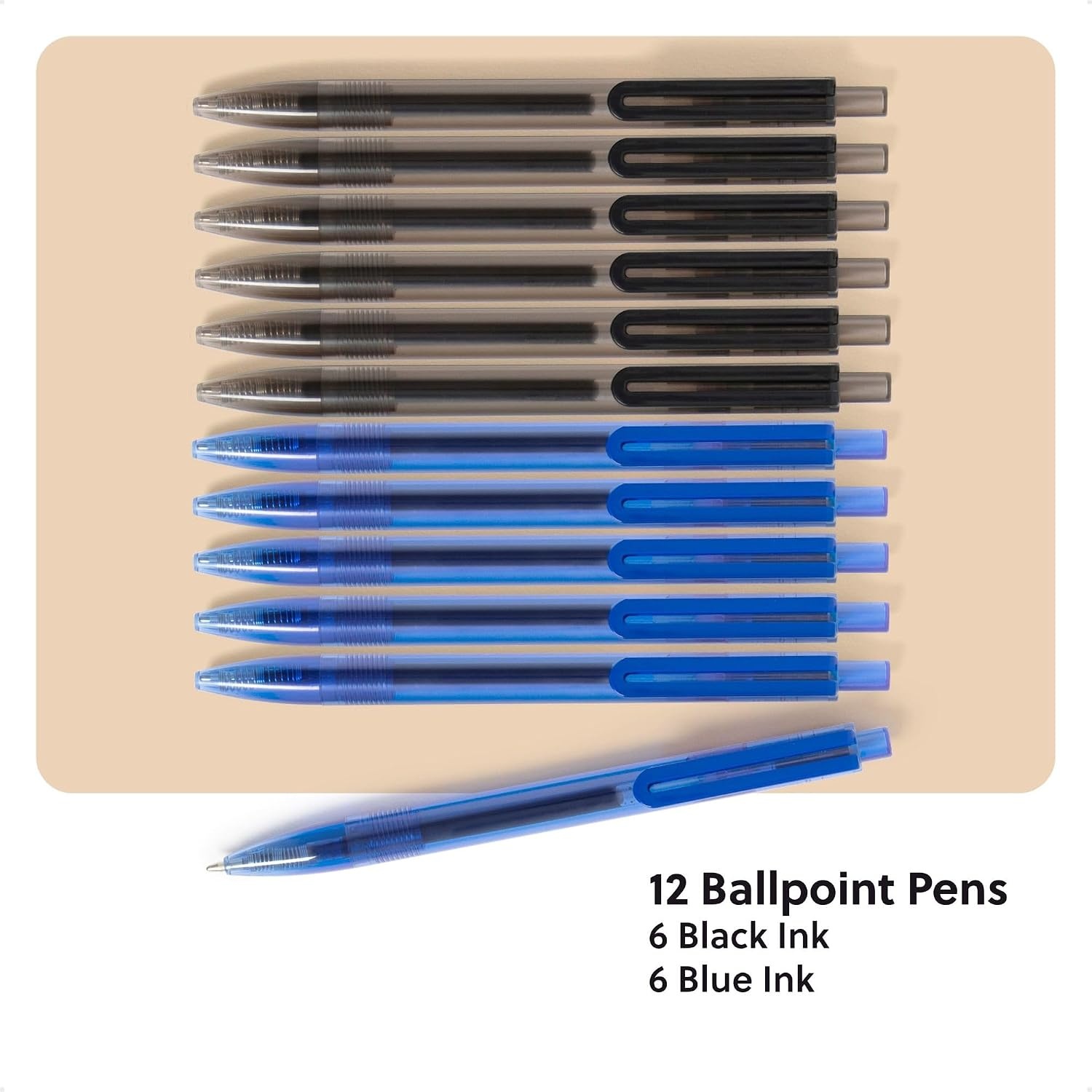 image:imageU Brands Laguna Ballpoint Pens 6 Count Foil Dots Bold 10mm Point Black InkClear Barrel Blue and Black