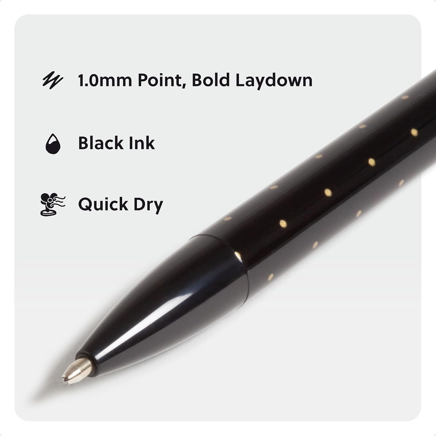 image:imageU Brands Laguna Ballpoint Pens 6 Count Foil Dots Bold 10mm Point Black InkFoil Dots
