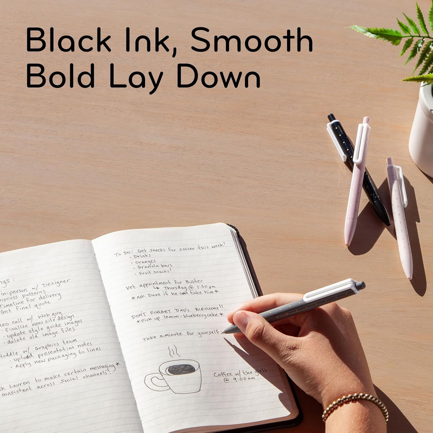 image:imageU Brands Laguna Ballpoint Pens 6 Count Foil Dots Bold 10mm Point Black InkFoil Dots