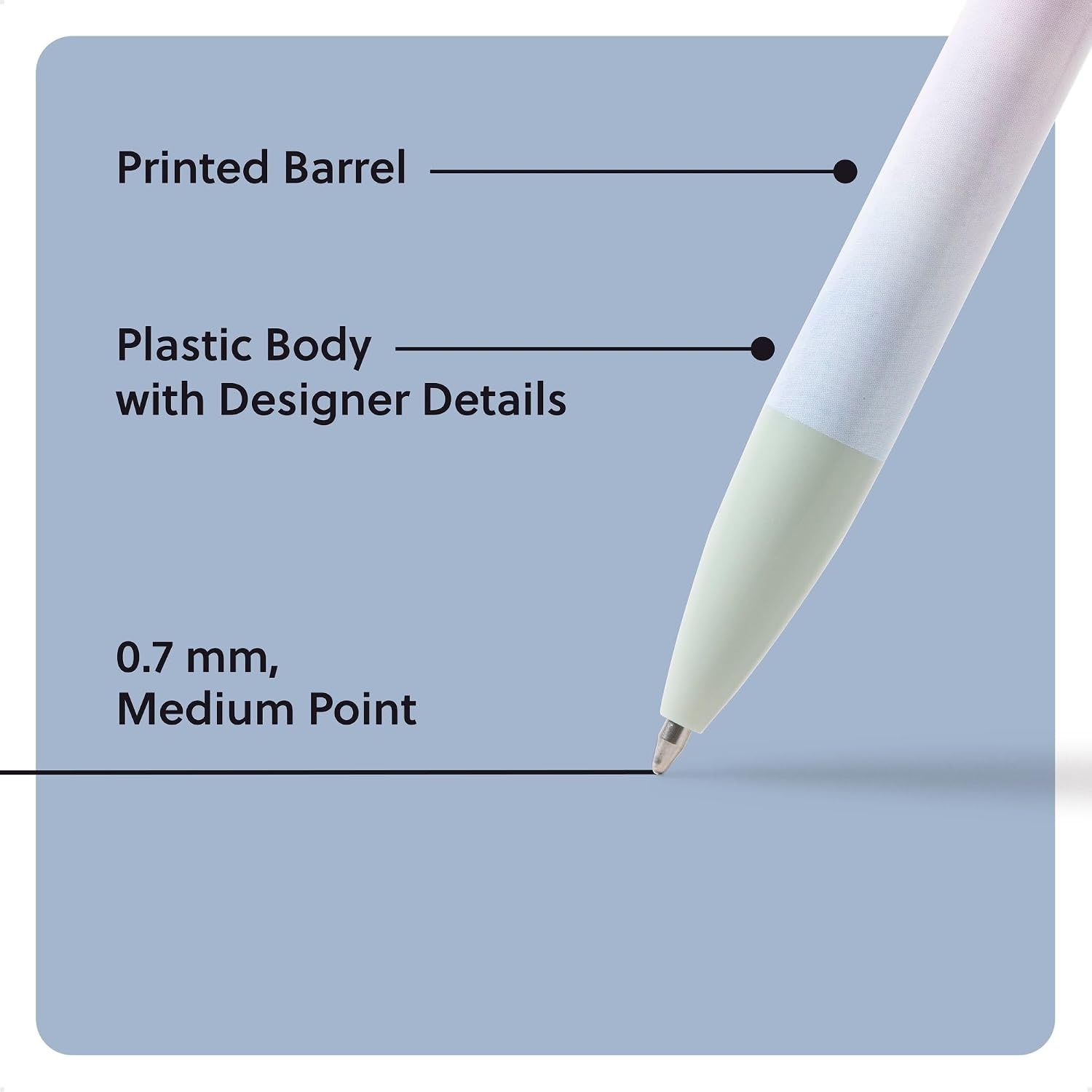 image:imageU Brands Laguna Ballpoint Pens 6 Count Foil Dots Bold 10mm Point Black InkLoose Florals