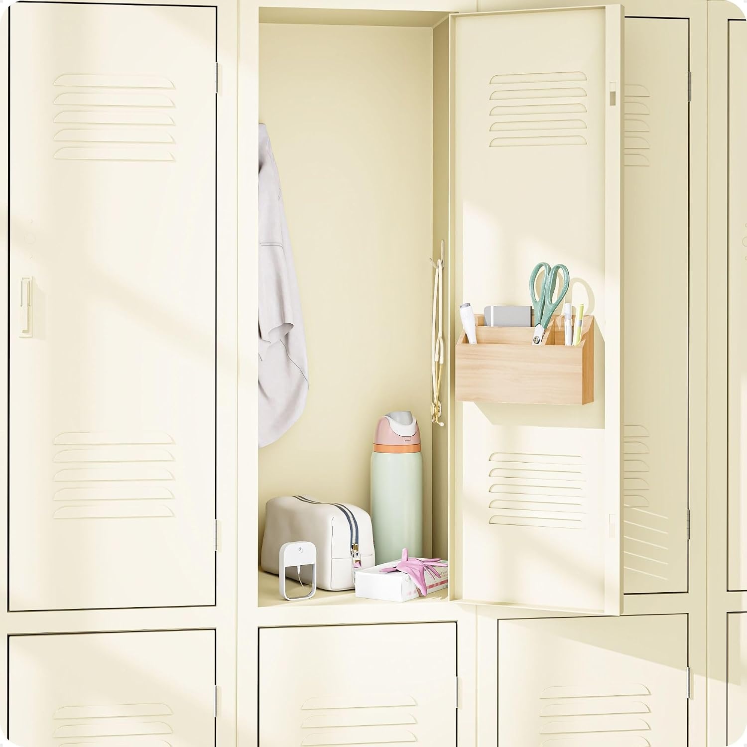 image:imageU Brands Large Magnetic Pen and Dry Erase Marker Holder Whiteboard Marker Holder Magnetic Organizer for School Lockers 75 x 255 x 5 Pine Wood Magnetic Locker Organizer