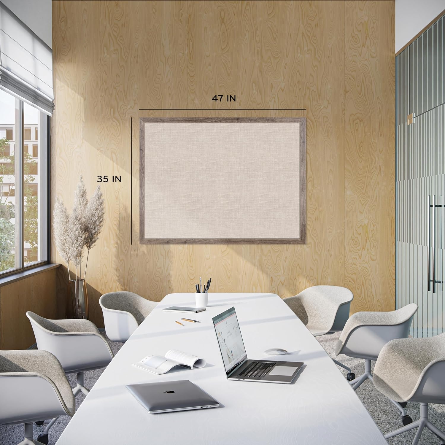 image:imageU Brands Linen Bulletin Board 36 x 48 Rustic Wood Style Frame Industrial Grade Pinning Surface36 x 48