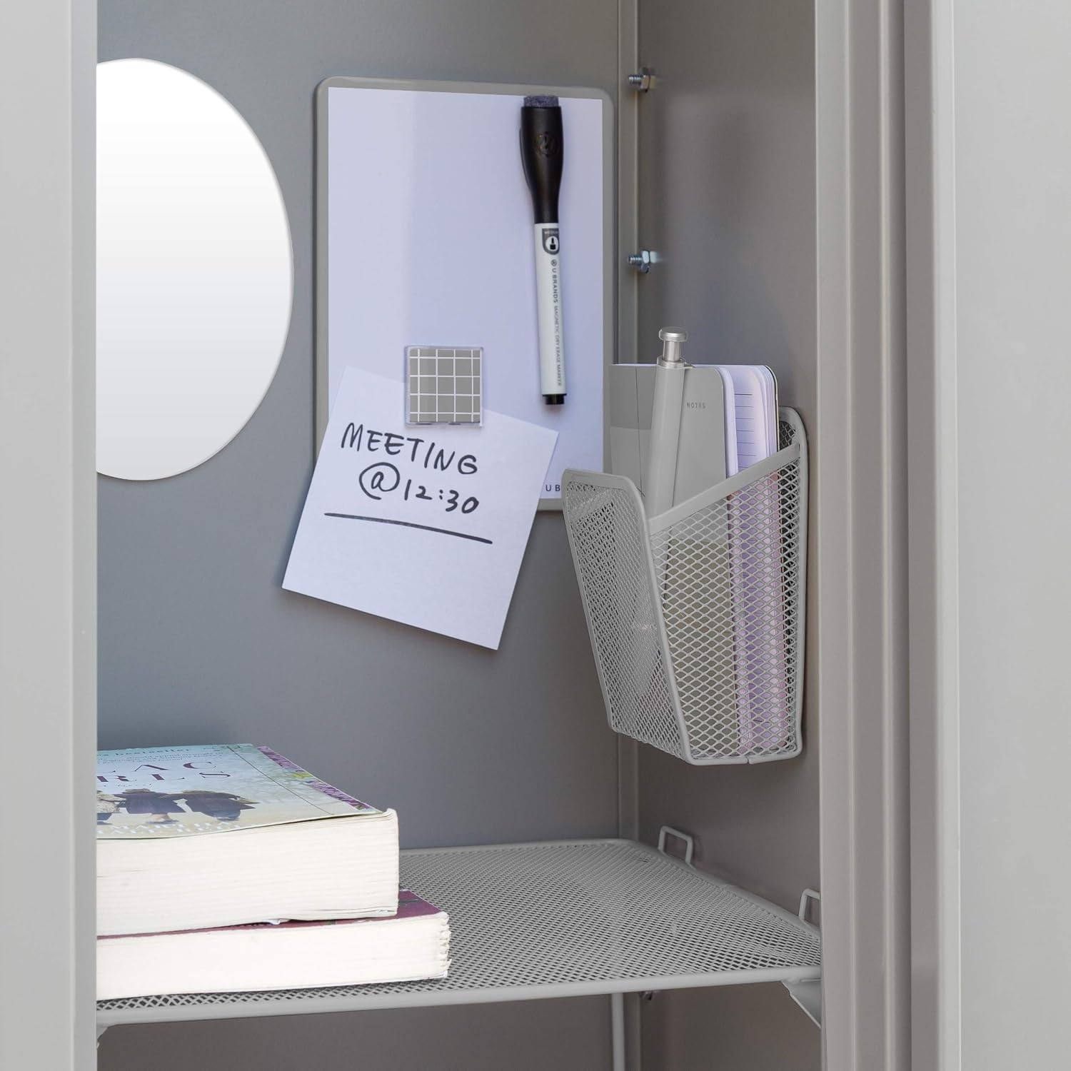 image:imageU Brands Locker Organizer and Decorating Kit Back to School Essentials Grey 11Piece Includes Shelf Whiteboard and Other AccessoriesGrey