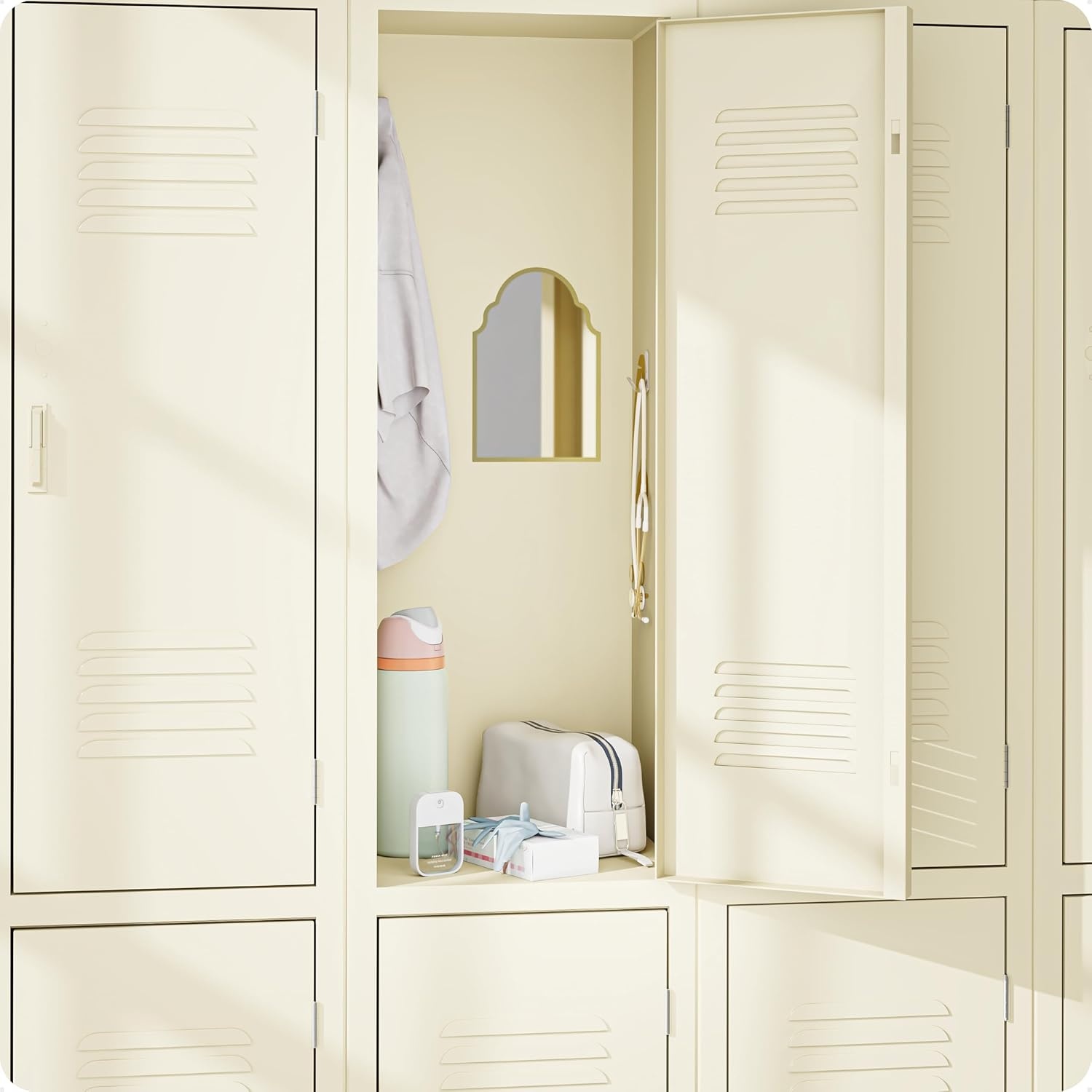 image:imageU Brands Magnetic Arch Gold Framed Locker Mirror 9 x 6 Gold Border