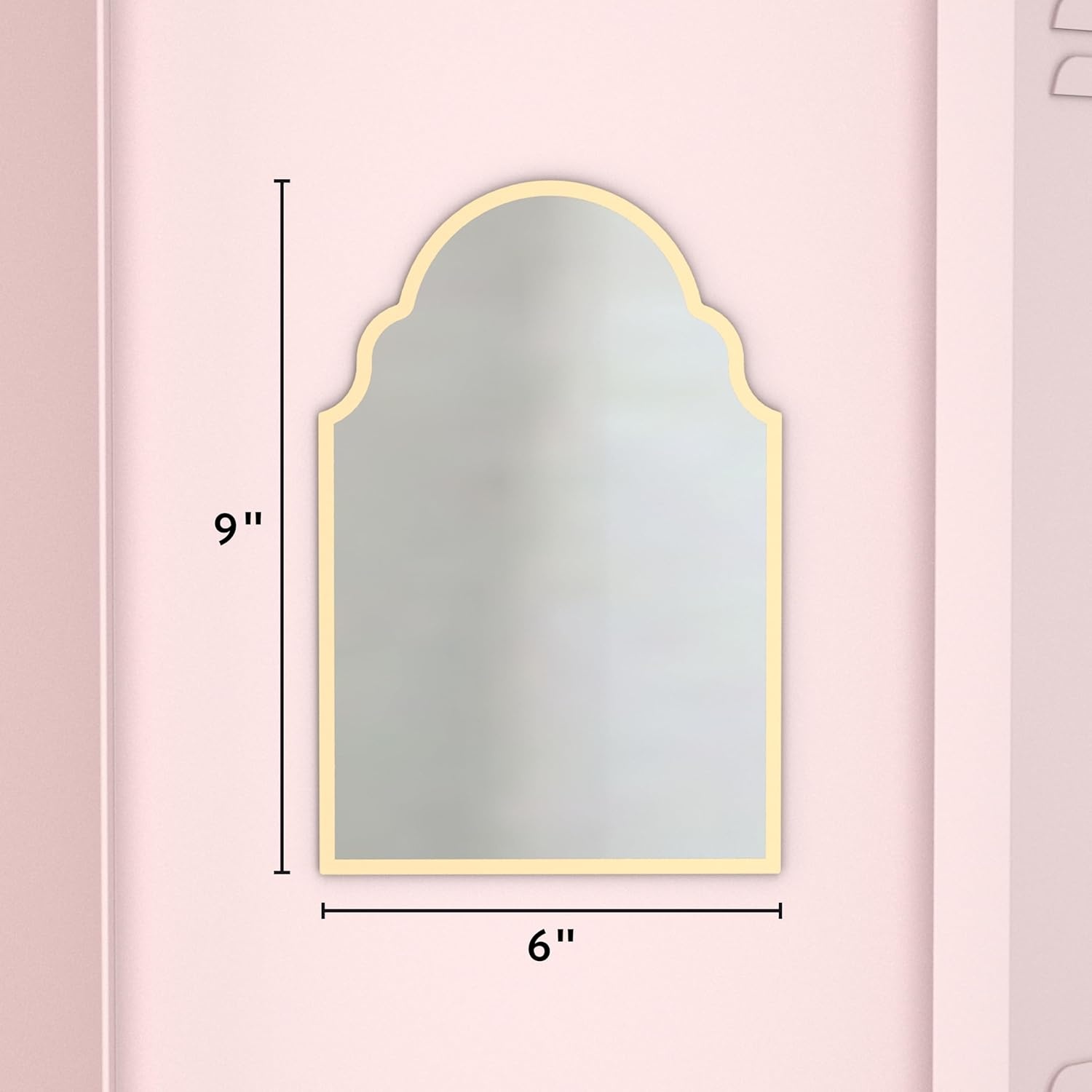 image:imageU Brands Magnetic Arch Gold Framed Locker Mirror 9 x 6 Gold Border