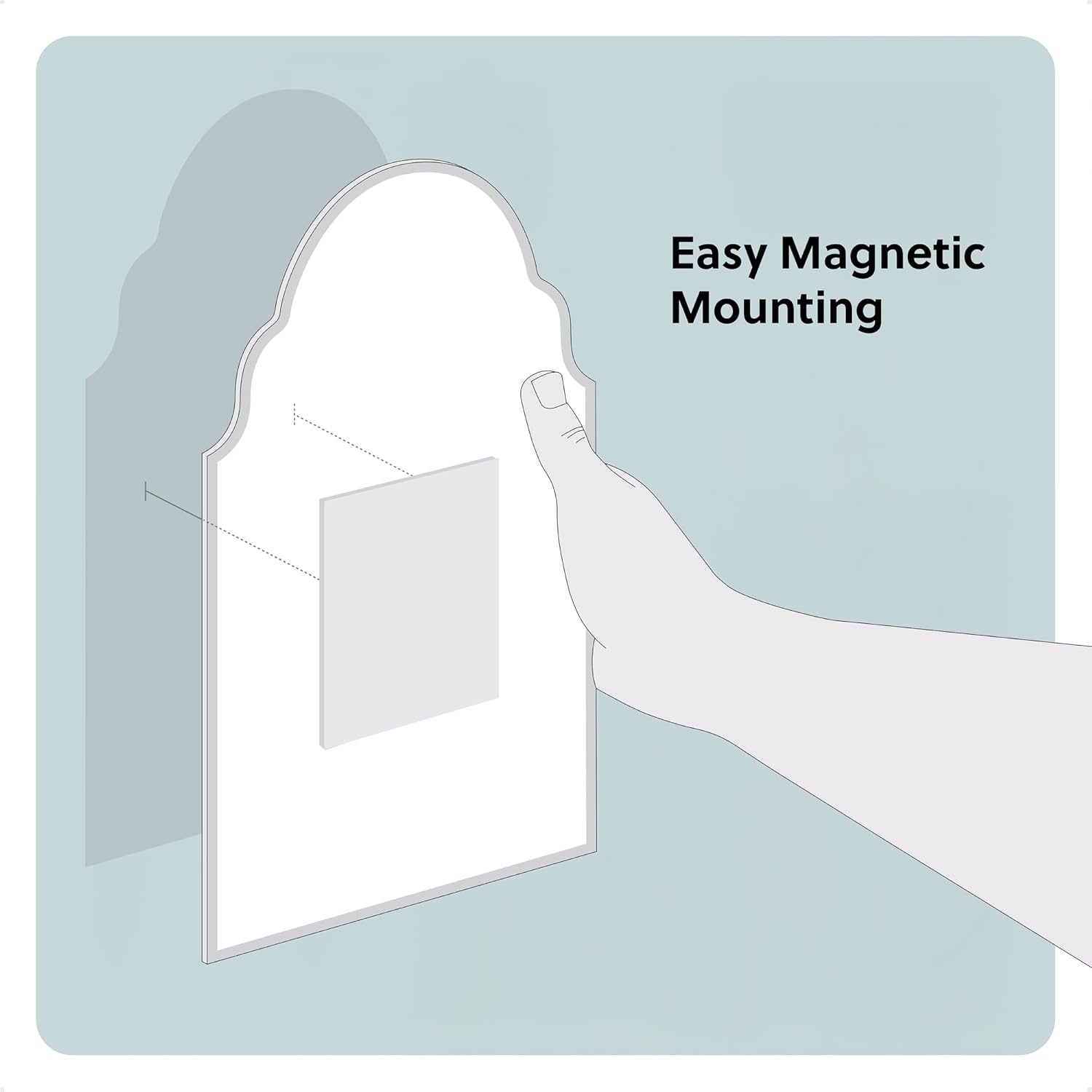 image:imageU Brands Magnetic Arch Gold Framed Locker Mirror 9 x 6 Gold Border