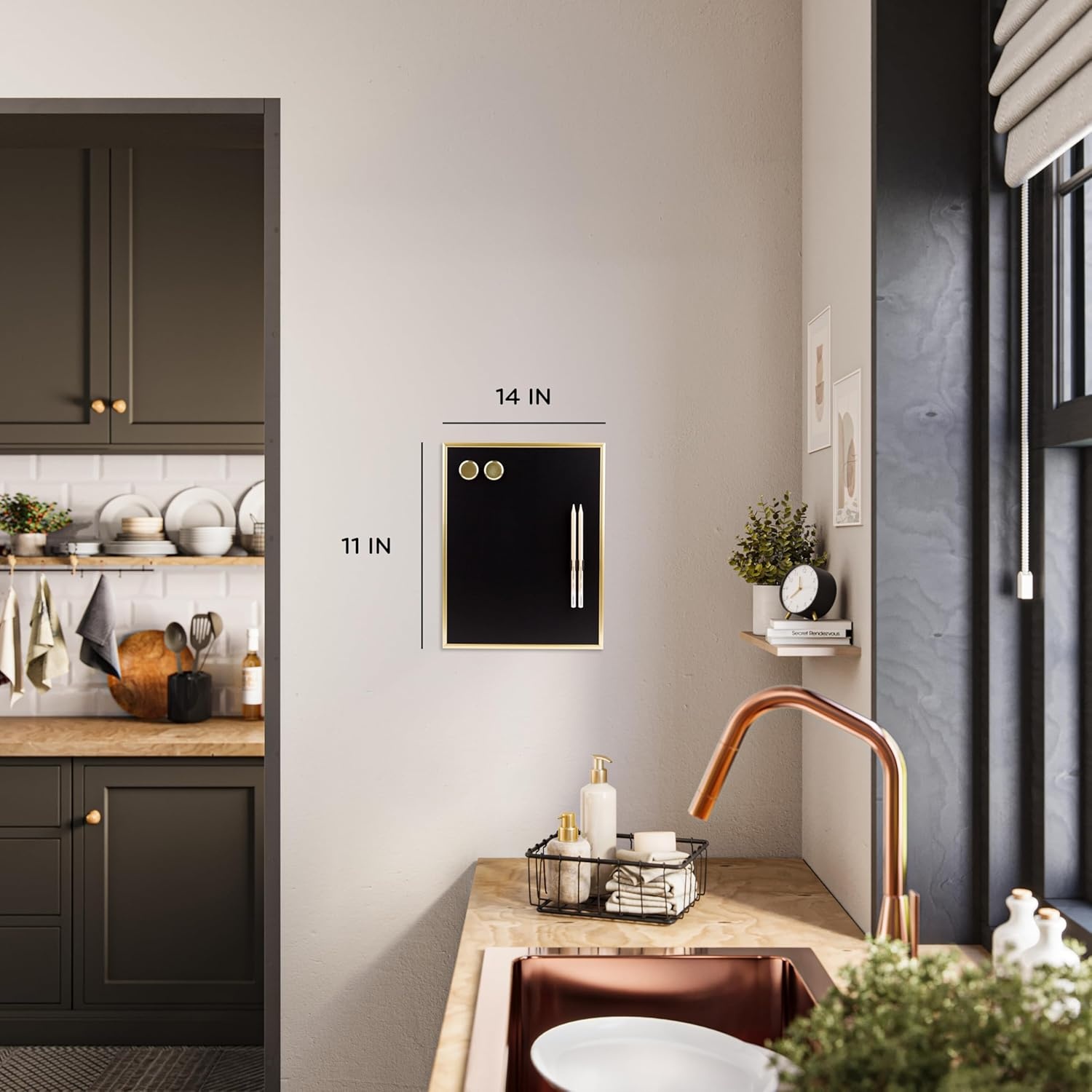 image:imageU Brands Magnetic Chalkboard 11 x 14 Gold Metal Frame Premium Matte Surface Includes Chalk Pencils and Magnets11W x 14H