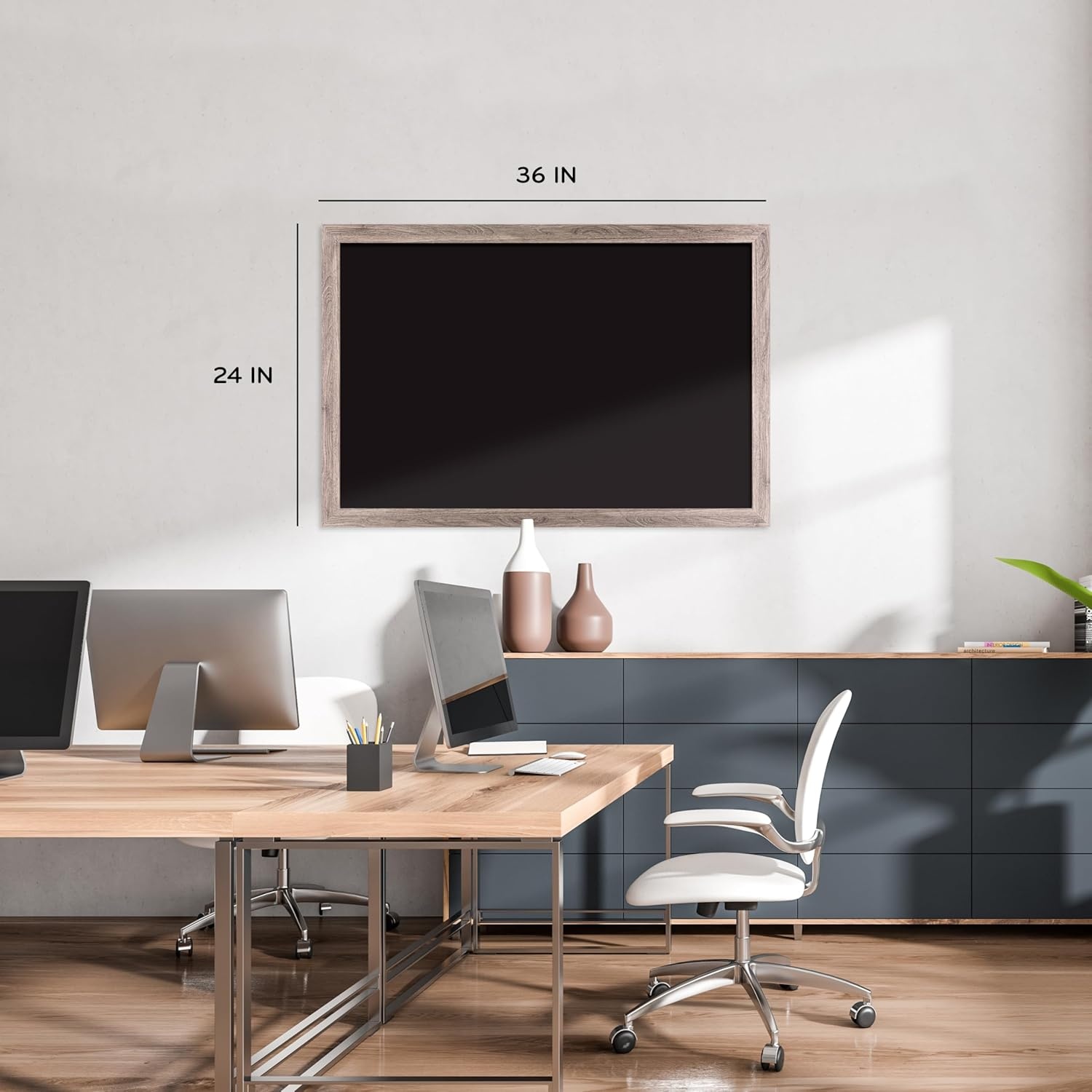 image:imageU Brands Magnetic Chalkboard 24 x 36 Rustic Wood Frame Premium Matte Surface23W x 35H