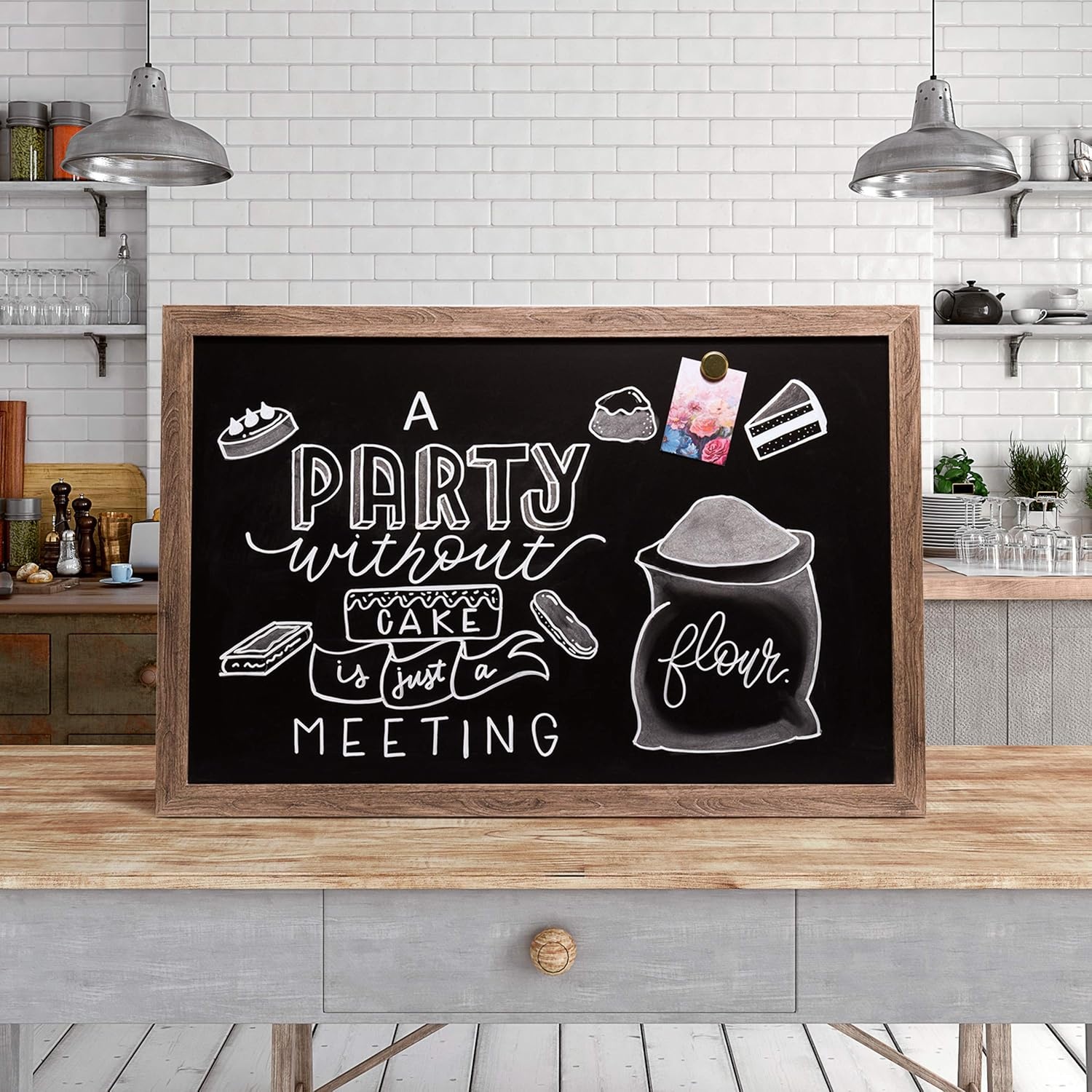 image:imageU Brands Magnetic Chalkboard 24 x 36 Rustic Wood Frame Premium Matte Surface23W x 35H