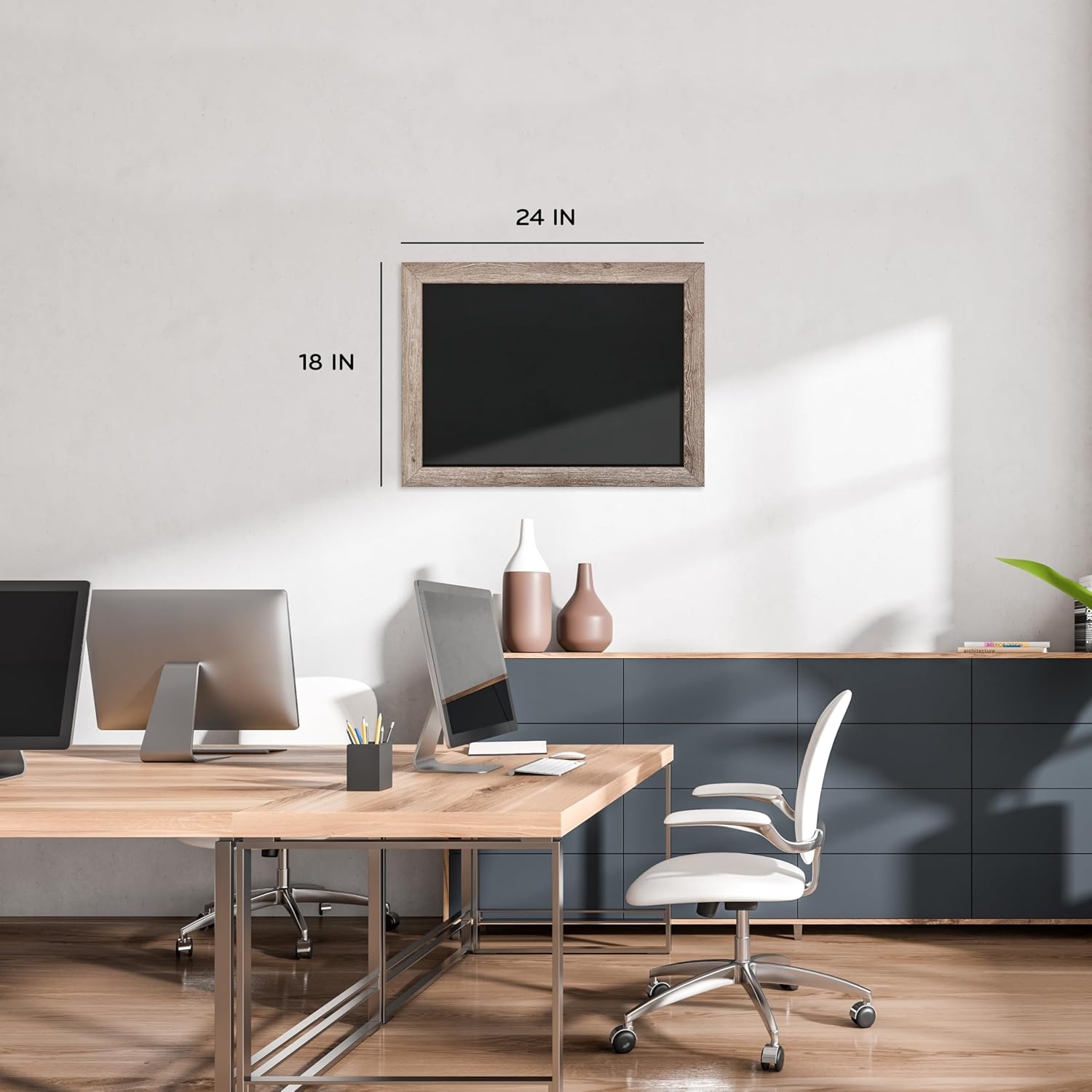 image:imageU Brands Magnetic Chalkboard 24 x 36 Rustic Wood Frame Premium Matte Surface24W x 18H