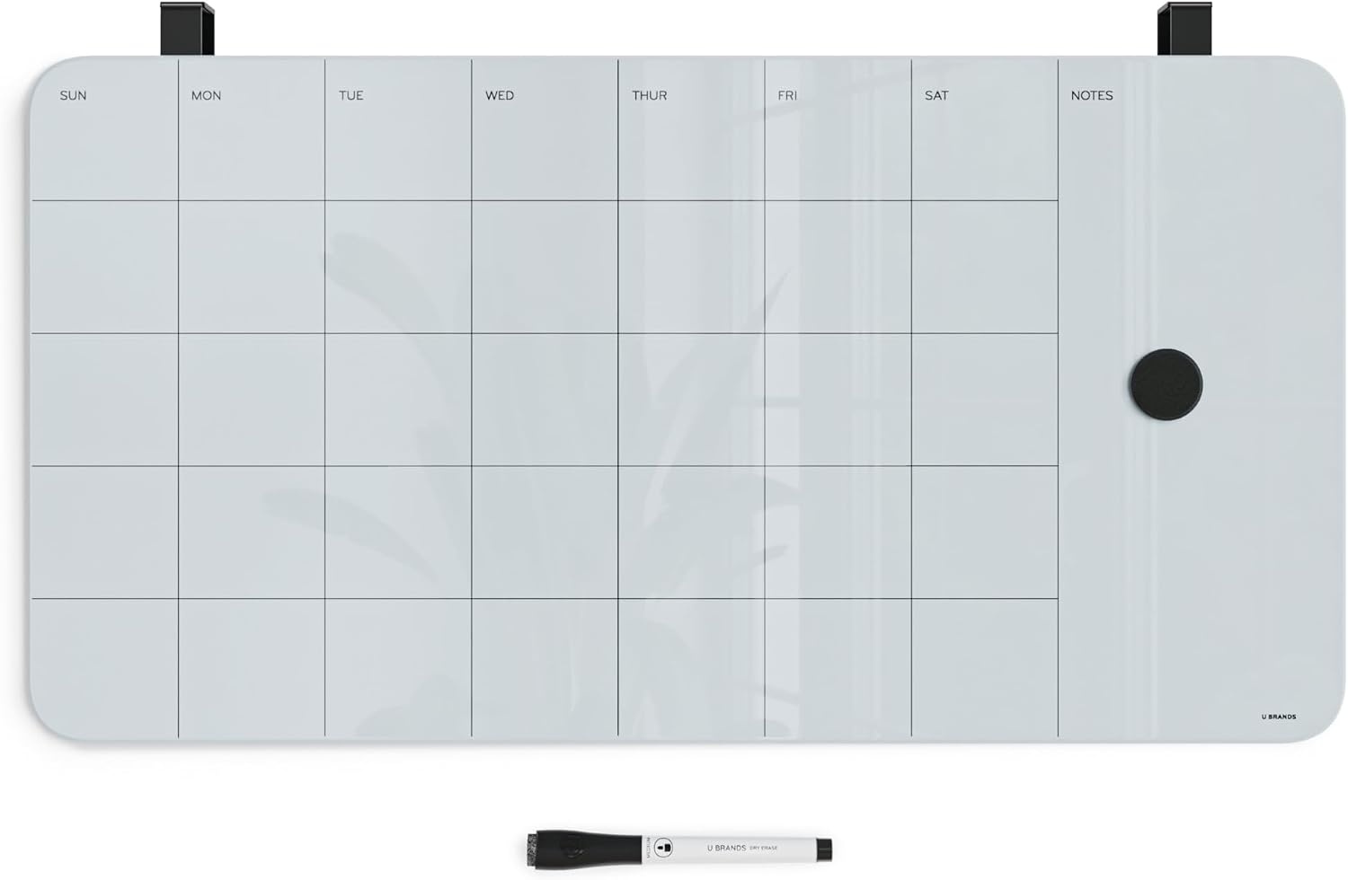 image:imageU Brands Magnetic CubicleWall Glass DryErase Monthly Calendar Board 23 X 12 Inches White Frosted Surface FramelessMonthly