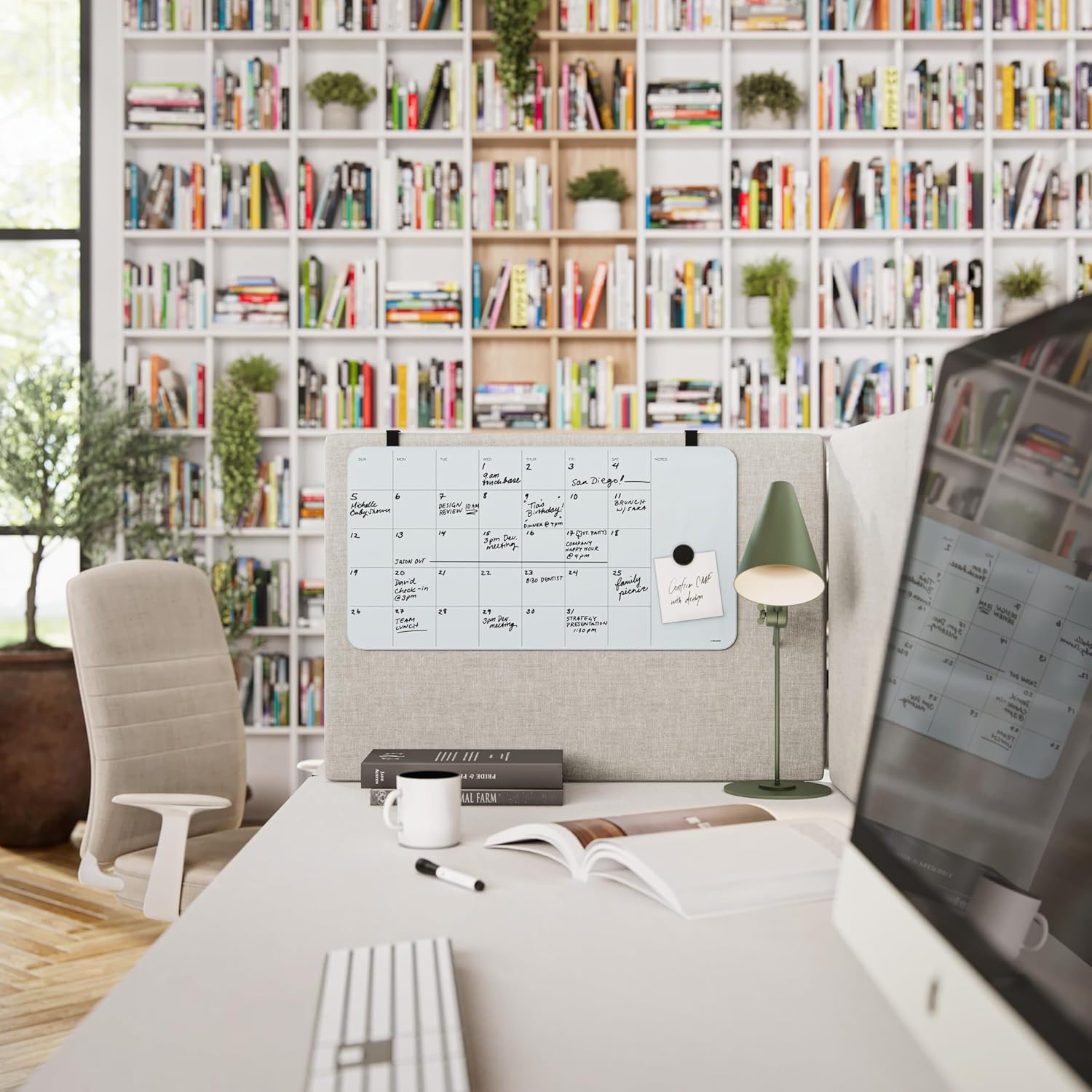 image:imageU Brands Magnetic CubicleWall Glass DryErase Monthly Calendar Board 23 X 12 Inches White Frosted Surface FramelessMonthly
