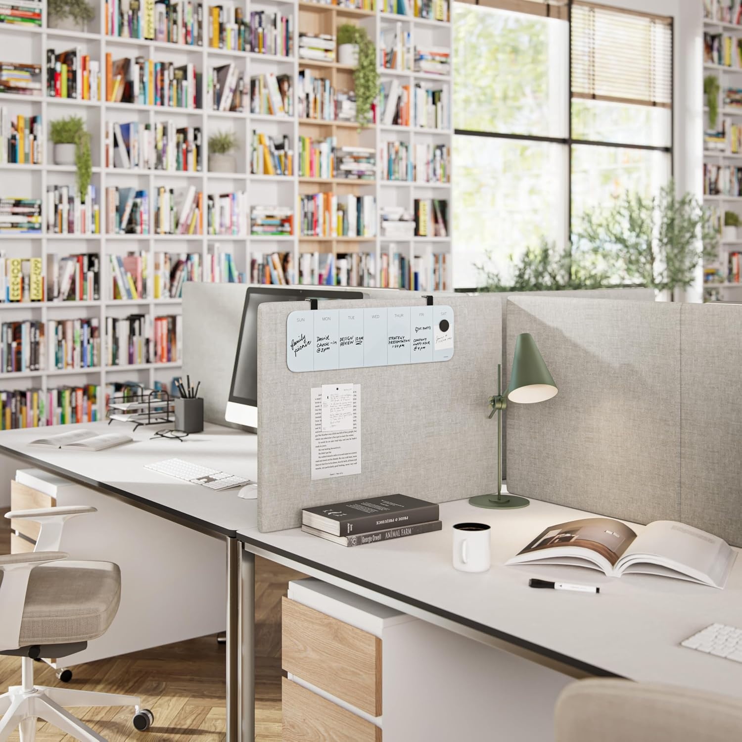 image:imageU Brands Magnetic CubicleWall Glass DryErase Monthly Calendar Board 23 X 12 Inches White Frosted Surface FramelessWeekly