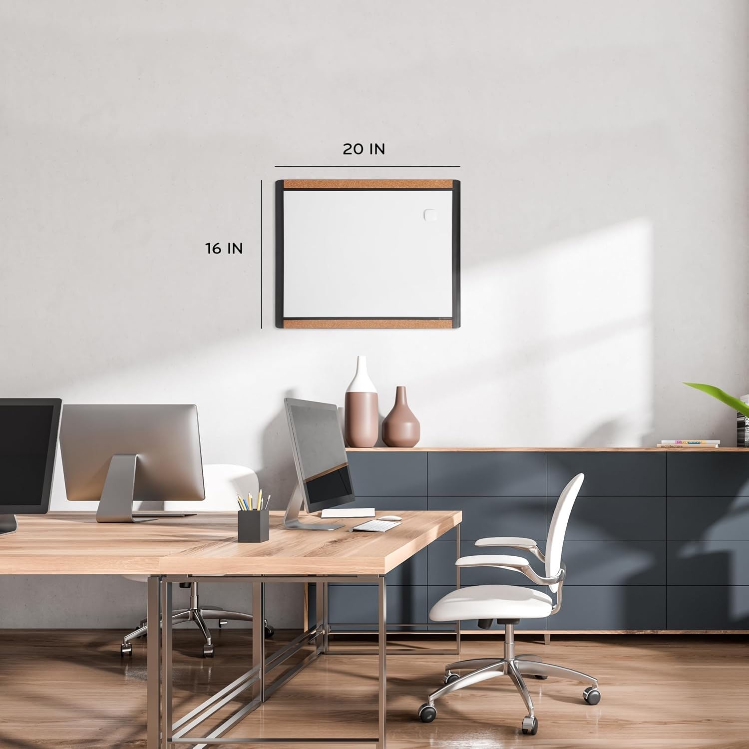 image:imageU Brands Magnetic Dry Erase Board White Board 16 x 20 White PinIt Frame Includes Marker and MagnetBlack