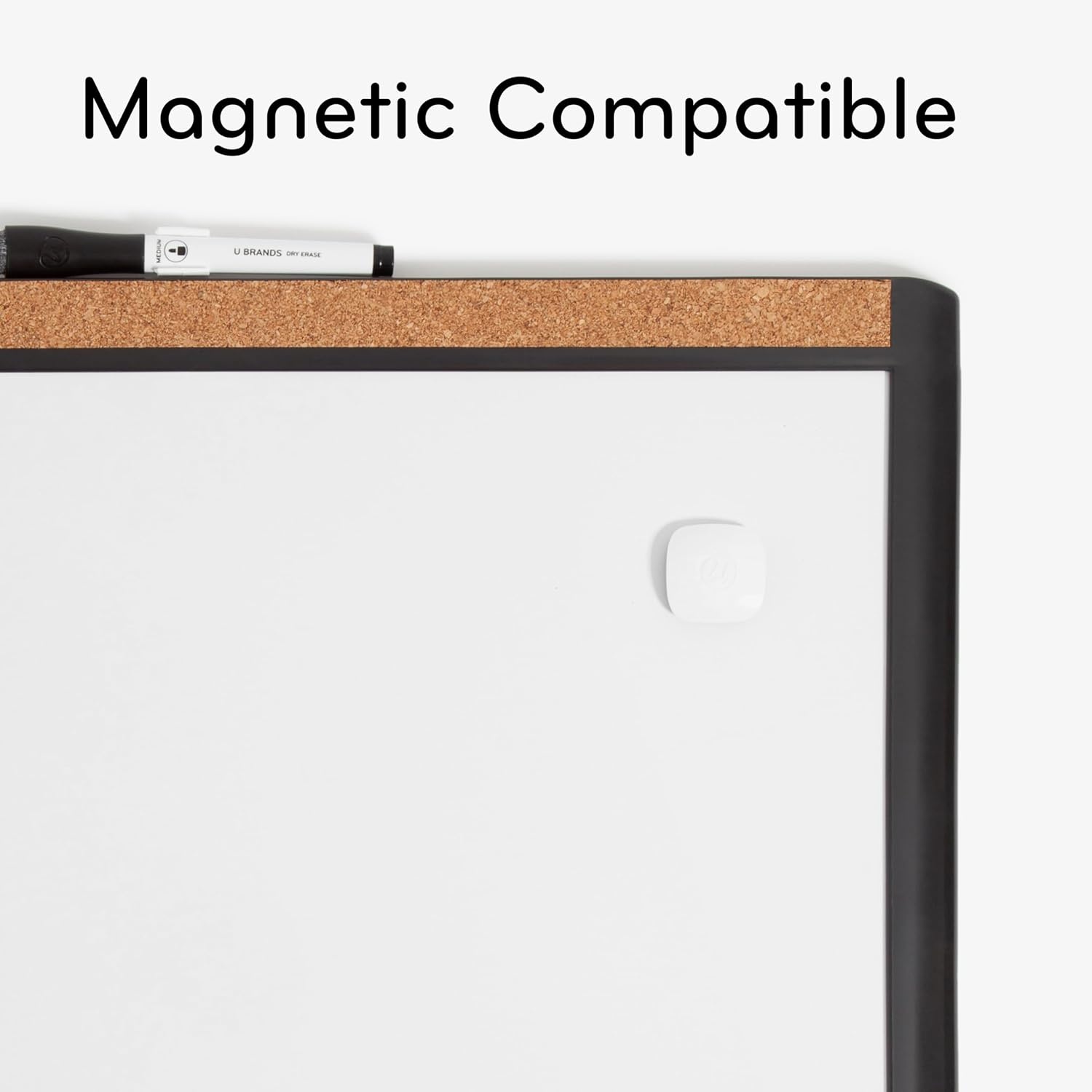 image:imageU Brands Magnetic Dry Erase Board White Board 16 x 20 White PinIt Frame Includes Marker and MagnetBlack