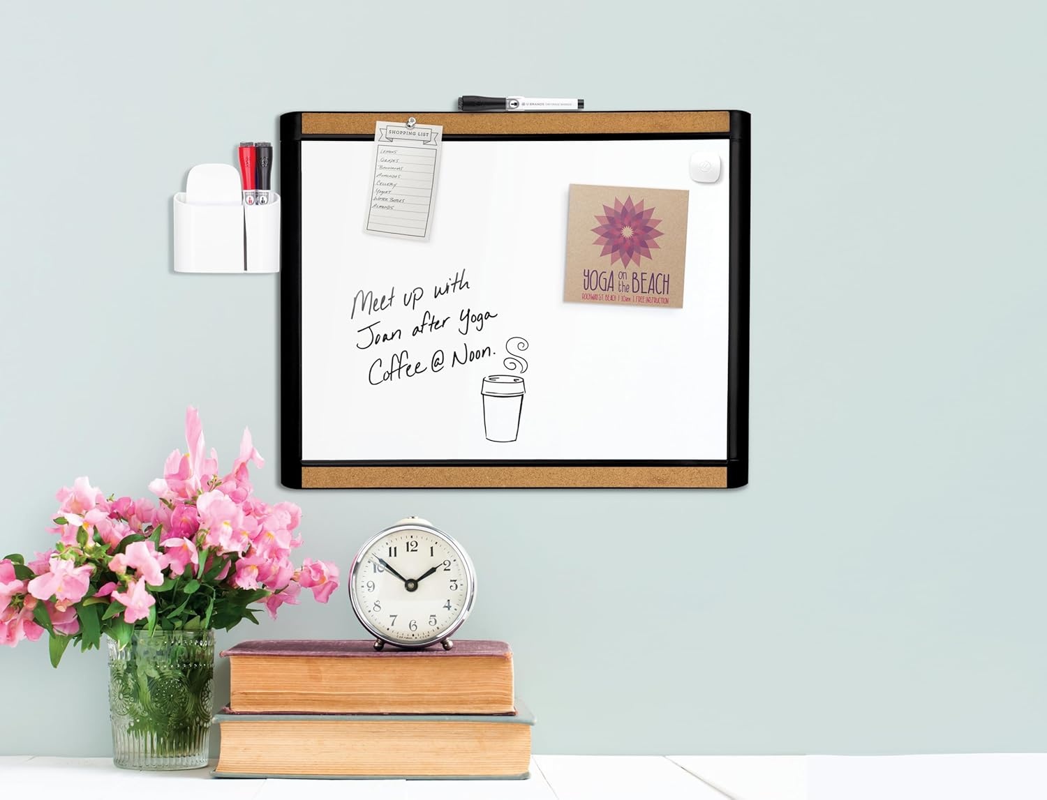 image:imageU Brands Magnetic Dry Erase Board White Board 16 x 20 White PinIt Frame Includes Marker and MagnetBlack