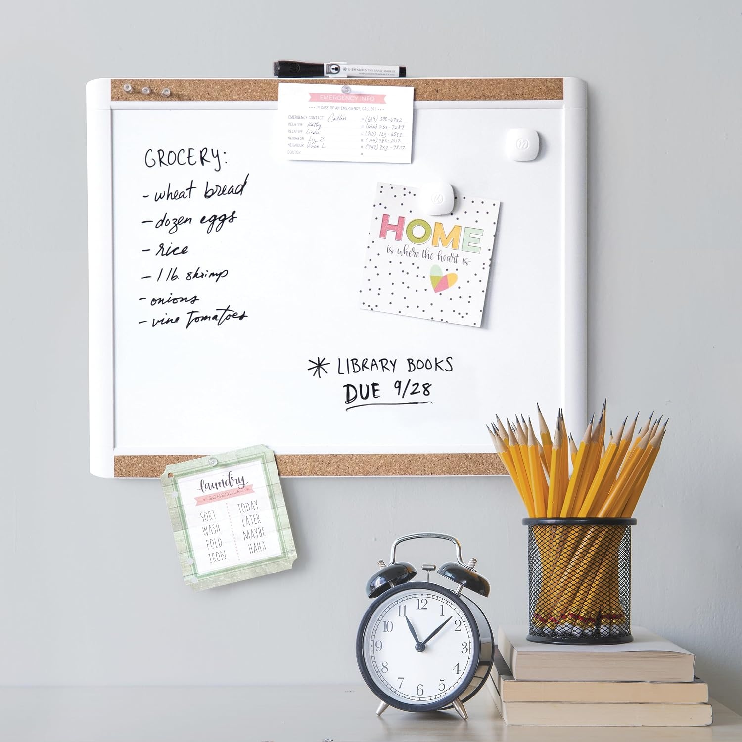 image:imageU Brands Magnetic Dry Erase Board White Board 16 x 20 White PinIt Frame Includes Marker and MagnetWhite