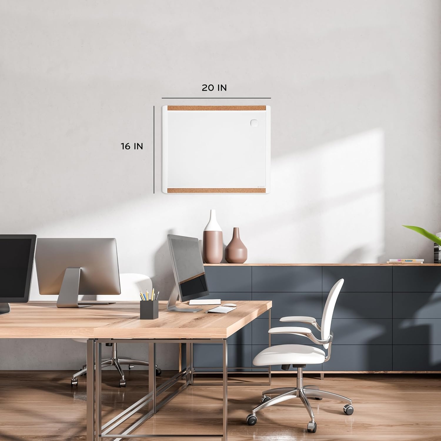 image:imageU Brands Magnetic Dry Erase Board White Board 16 x 20 White PinIt Frame Includes Marker and MagnetWhite