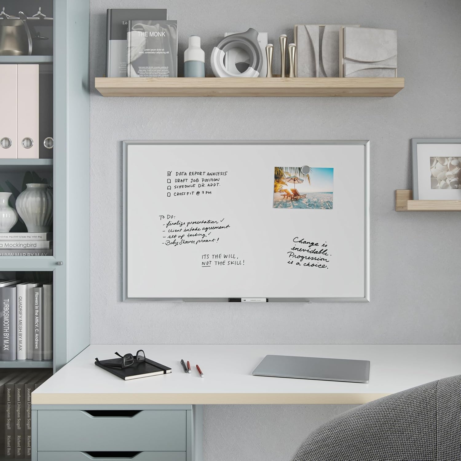 image:imageU Brands Magnetic Dry Erase Board White Board 36 x 24 Silver Aluminum Frame Includes Marker