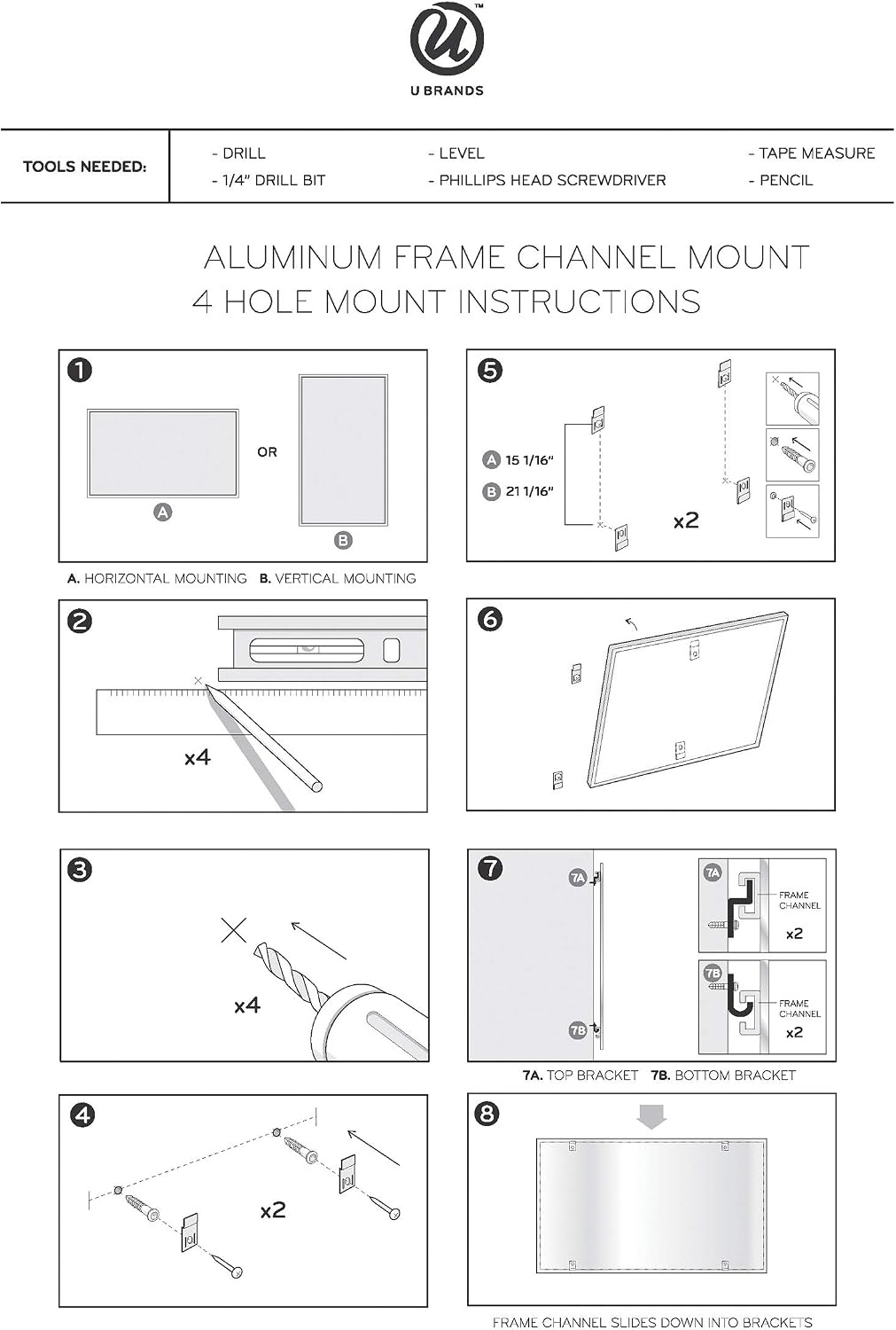 image:imageU Brands Magnetic Dry Erase Board White Board 36 x 36 Inches Black Aluminum Frame 2896U0001