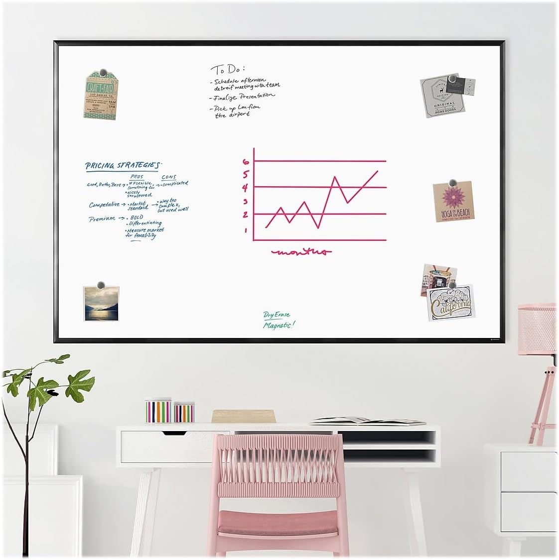 image:imageU Brands Magnetic Dry Erase Board White Board 48 x 72 Inches Black Aluminum Frame 2897U0001