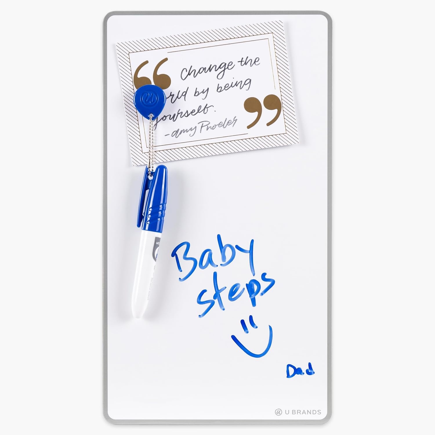 image:imageU Brands Magnetic Dry Erase Board White Board Value Pack 6 x 11 Frameless Includes 3 Magnetic Markers