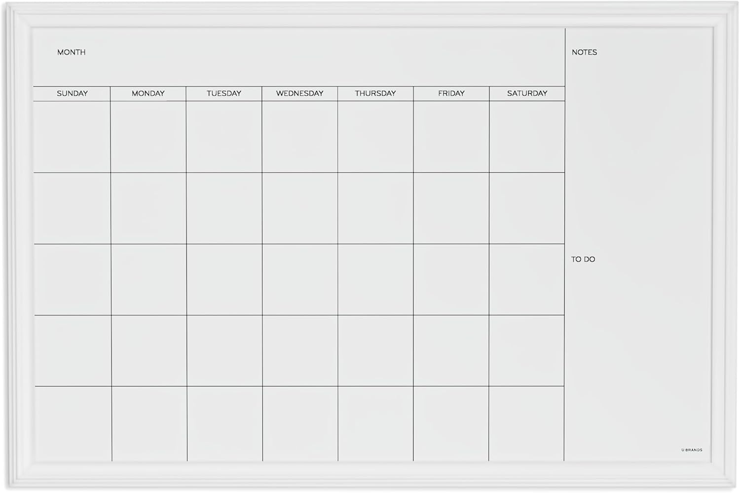 image:imageU Brands Magnetic Dry Erase Calendar White Board 30 x 20 White Wood Style Frame Includes Magnets30W x 20H