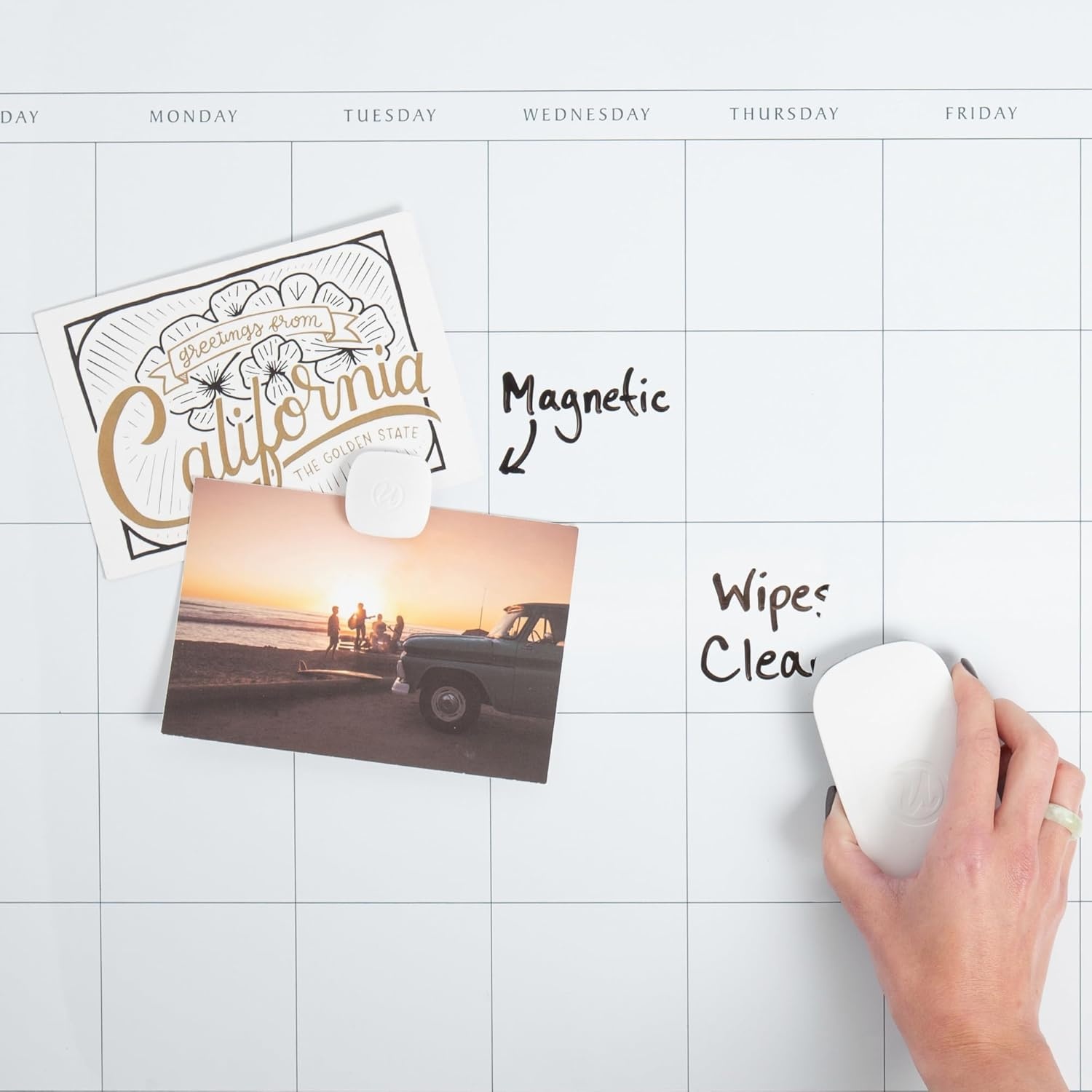 image:imageU Brands Magnetic Dry Erase Monthly Calendar Whiteboard 16 x 20 Gold Aluminum Frame Wall Mounted Planner for Office Home and Classroom Includes Marker and MagnetSilver Frame