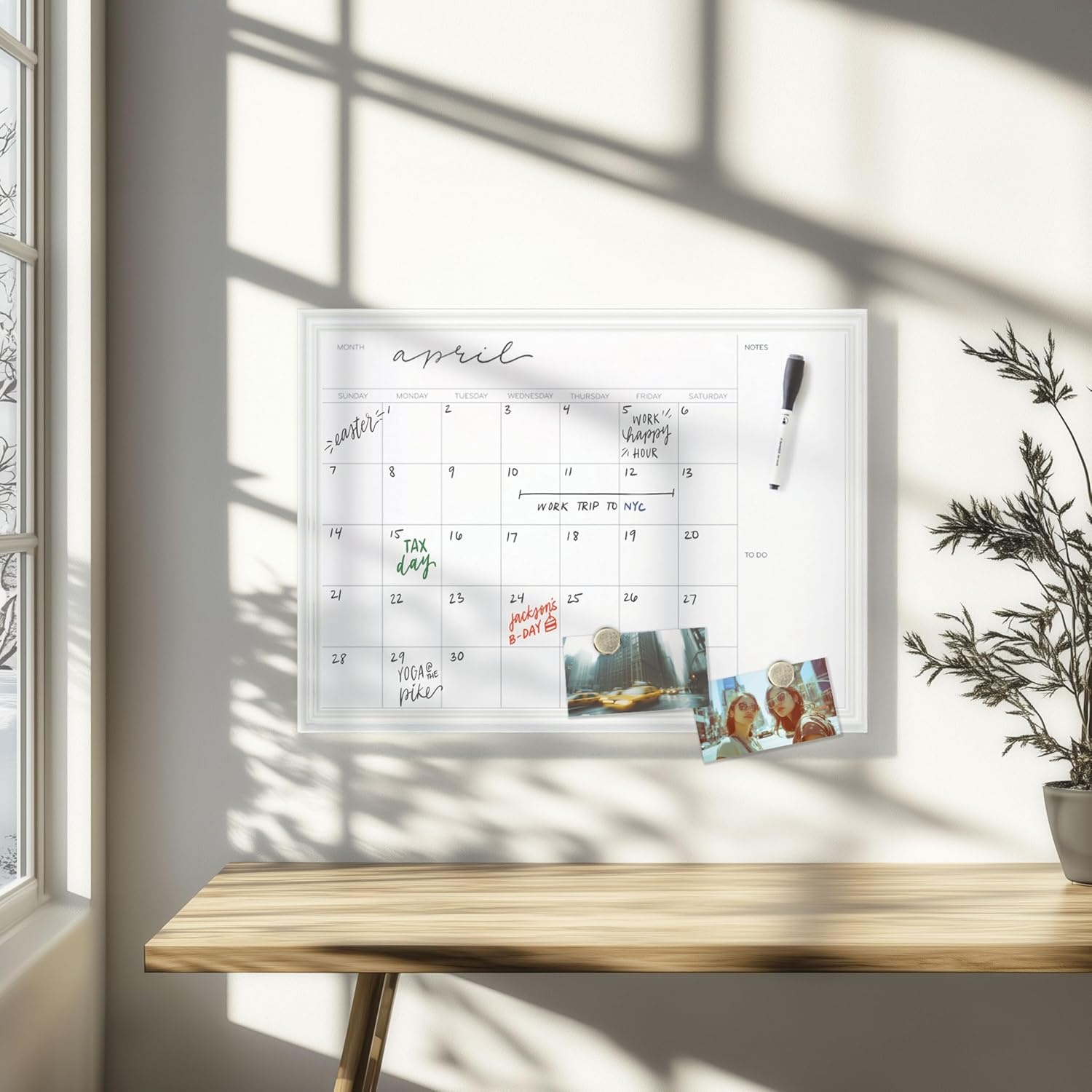 image:imageU Brands Magnetic Dry Erase Monthly Calendar Whiteboard Value Pack 24 x 18 Wall Mounted Planner Board with Wood Style Frame Home Office amp Kitchen Family Command Center Includes Markers amp Magnets
