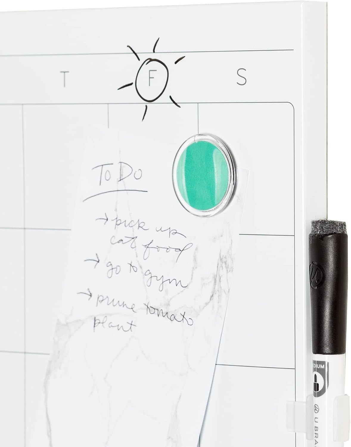 image:imageU Brands Magnetic Dry Erase Wall Calendar White Board 14 x 14 Black Metal Frame Includes Magnets and MarkerFrameless