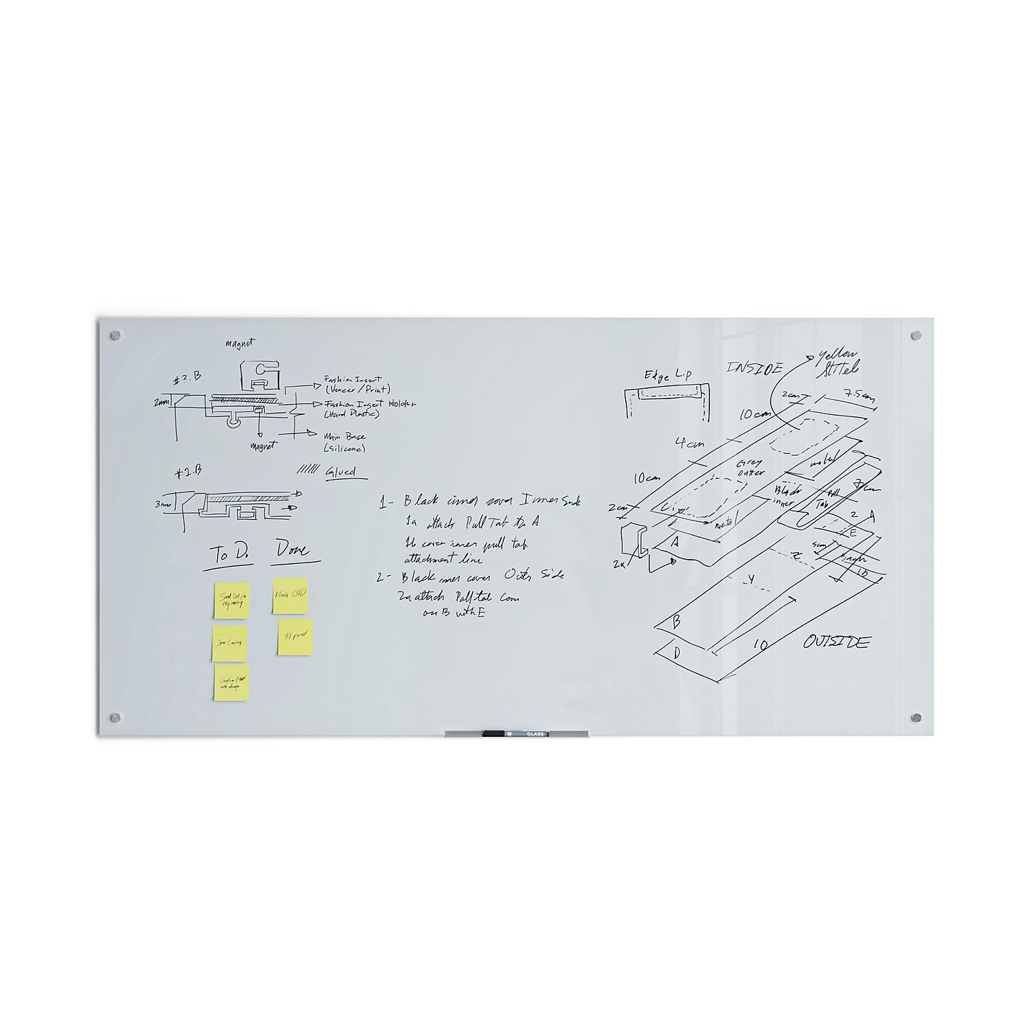 image:imageU Brands Magnetic Glass DryErase Board 36 x 72 Inches White Frosted Surface Frameless