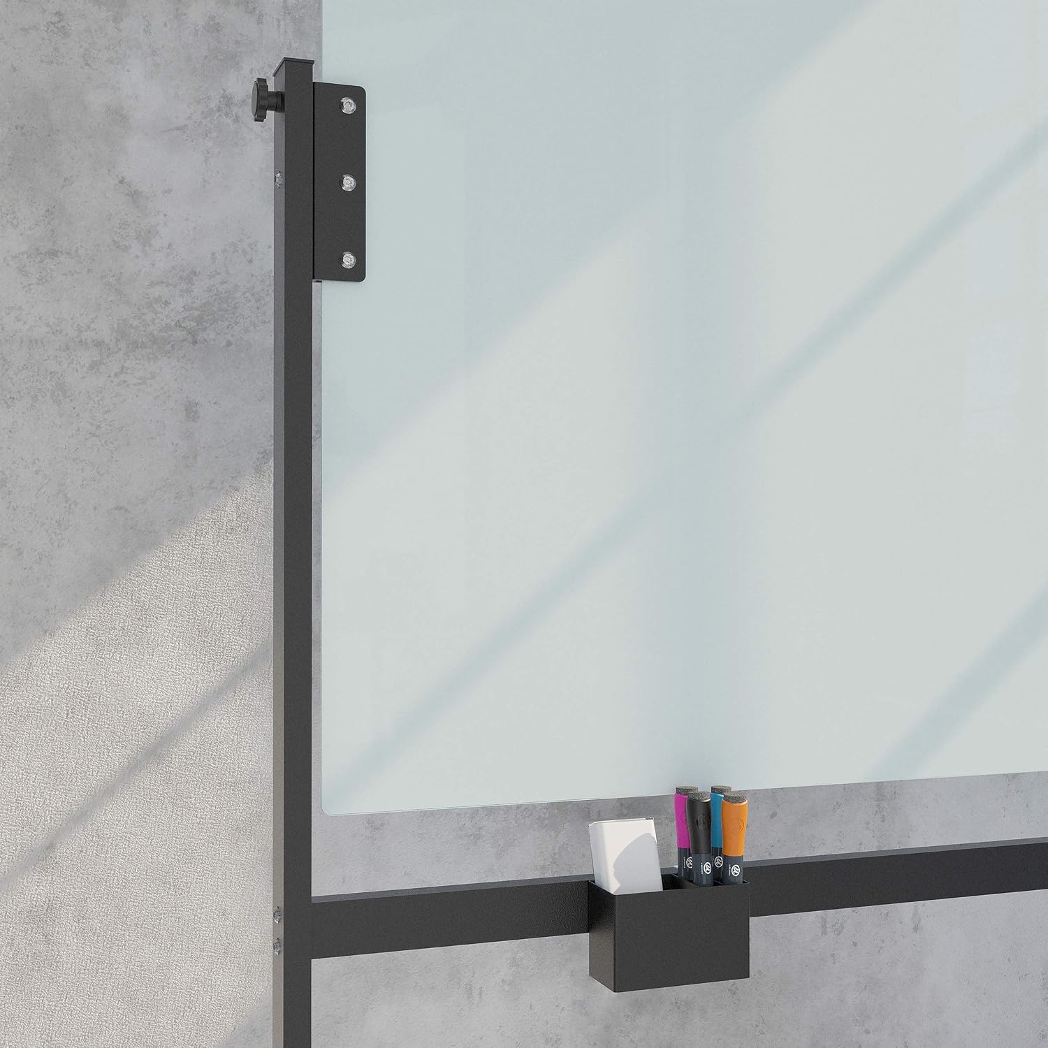 image:imageU Brands Magnetic Glass DryErase Board Rolling Easel 49 X 41 Inches White Frosted Surface