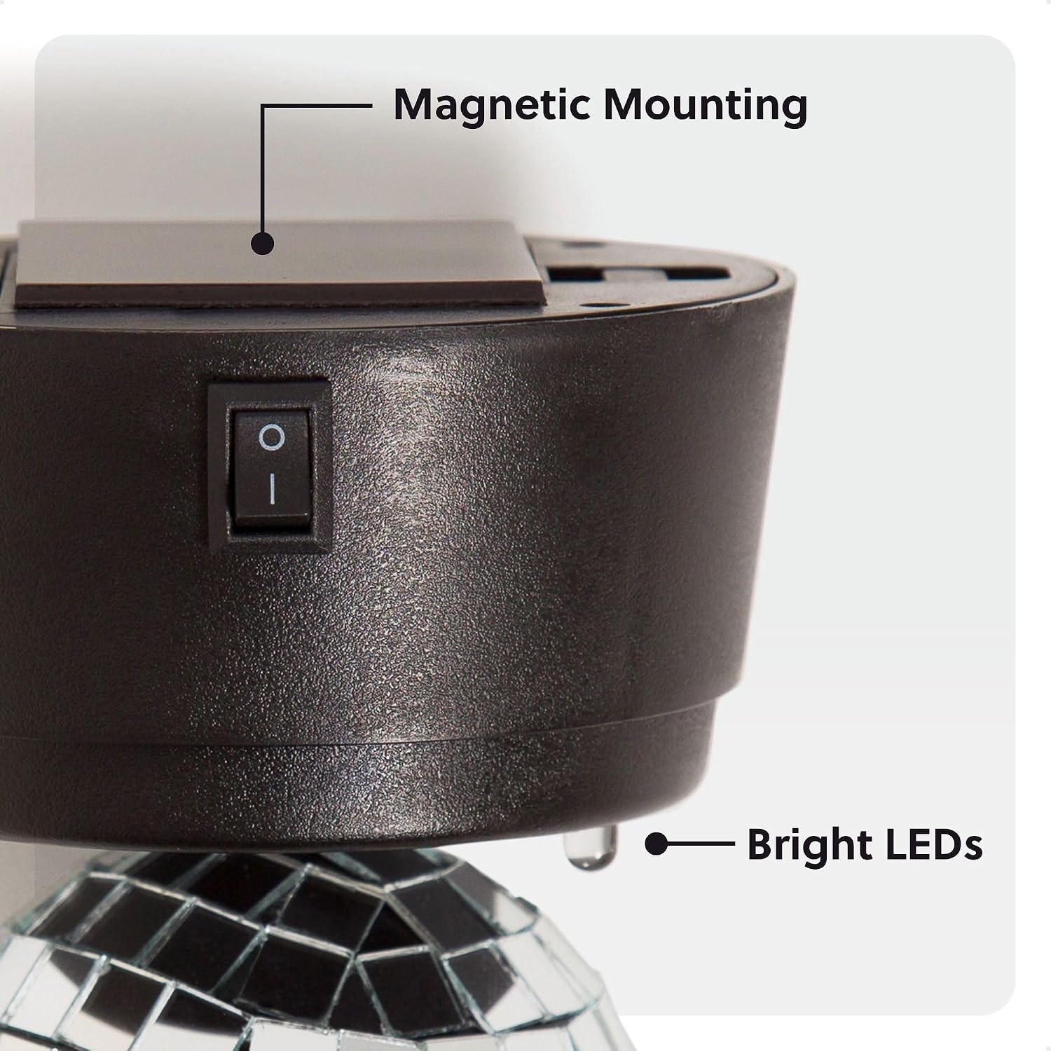 image:imageU Brands Magnetic LED Disco Ball Light Disco Ball Locker Accessories Black and Silver