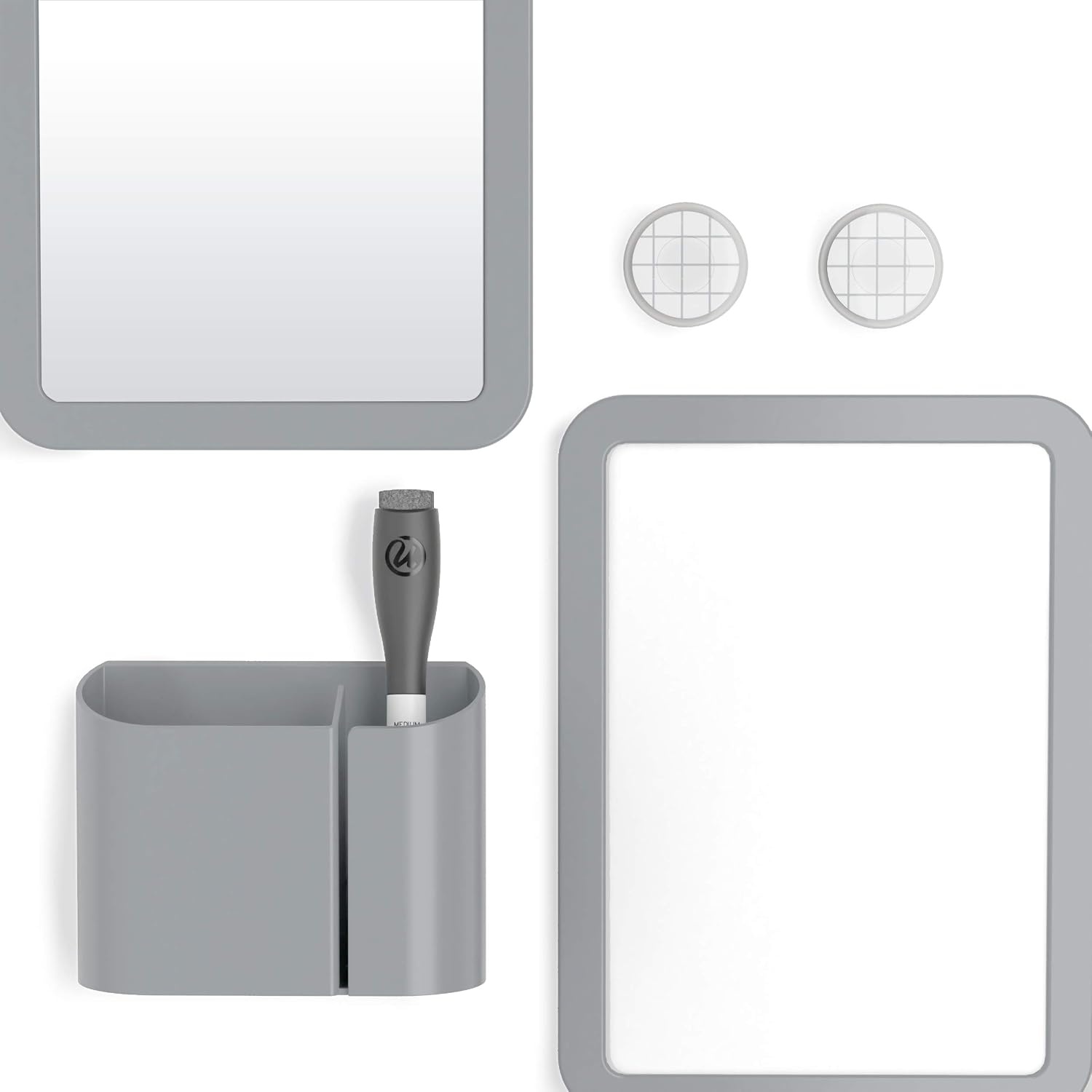 image:imageU Brands Magnetic Locker Accessories and Decorating Kit Back to School Essentials Mirror Markerboard Gold Magnetic Cup Marble Magnets and Dry Erase MarkerGrey