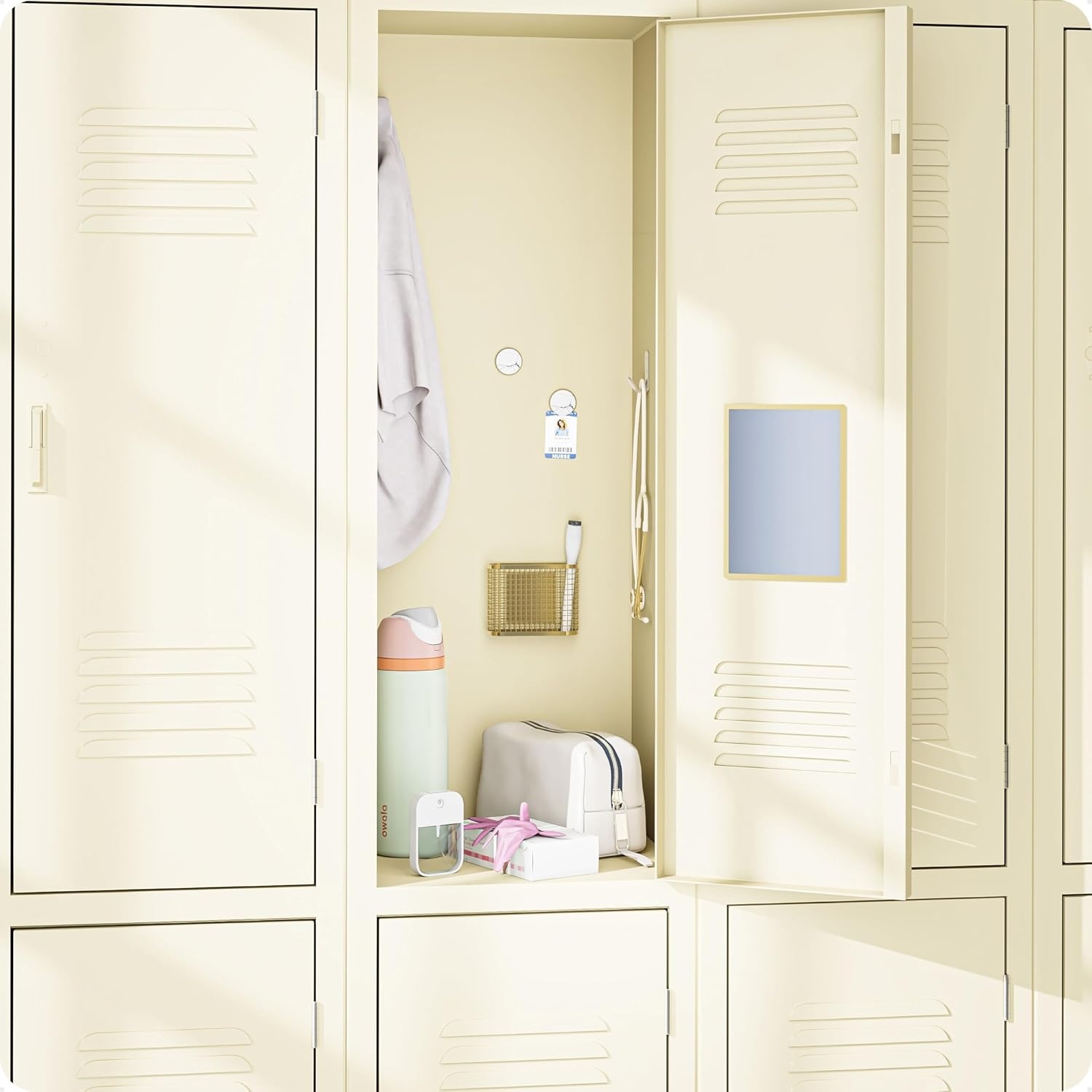 image:imageU Brands Magnetic Locker Accessories and Decorating Kit Back to School Essentials Mirror Markerboard Gold Magnetic Cup Marble Magnets and Dry Erase MarkerGold Accented White
