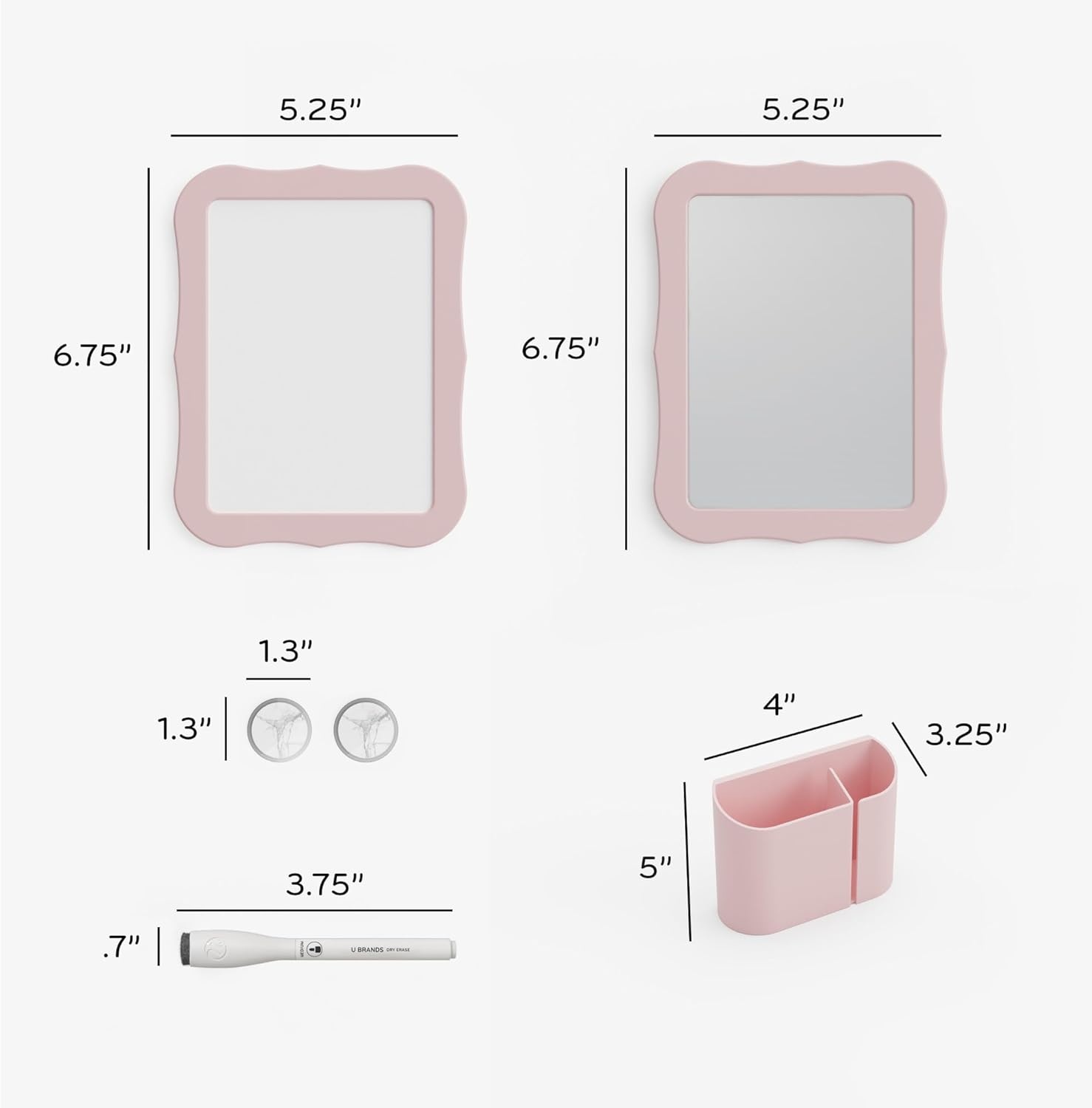 image:imageU Brands Magnetic Locker Accessories and Decorating Kit Back to School Essentials Mirror Markerboard Gold Magnetic Cup Marble Magnets and Dry Erase MarkerBlush