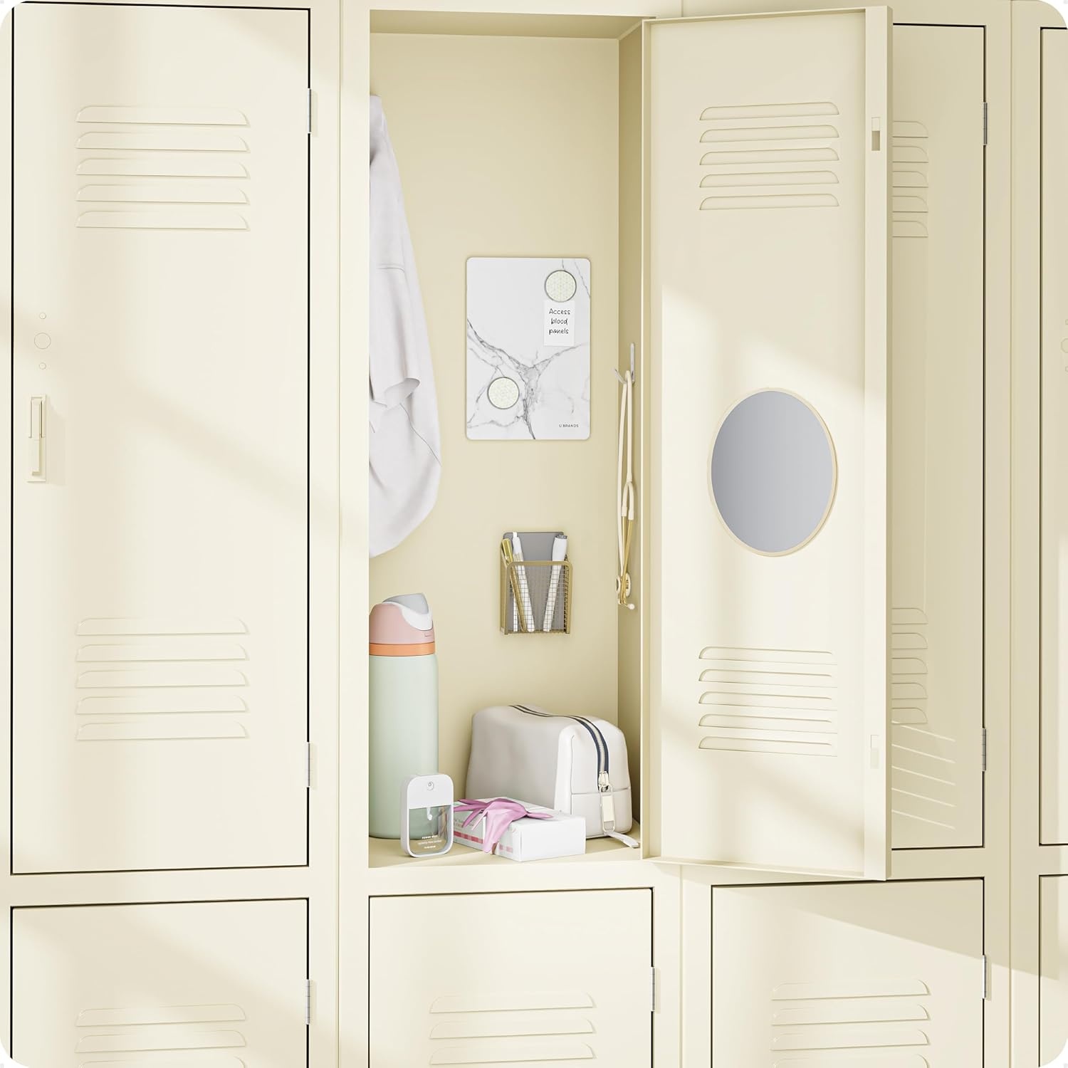 image:imageU Brands Magnetic Locker Accessories and Decorating Kit Back to School Essentials Mirror Markerboard Gold Magnetic Cup Marble Magnets and Dry Erase MarkerGold and Marble