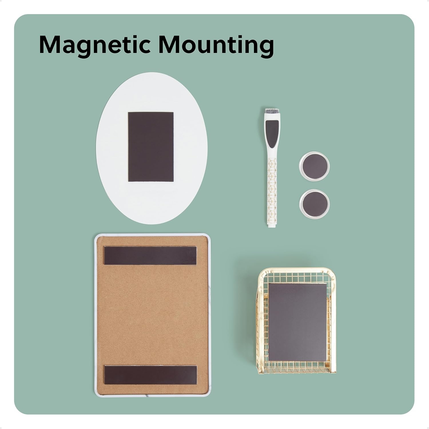 image:imageU Brands Magnetic Locker Accessories and Decorating Kit Back to School Essentials Mirror Markerboard Gold Magnetic Cup Marble Magnets and Dry Erase MarkerGold and Marble
