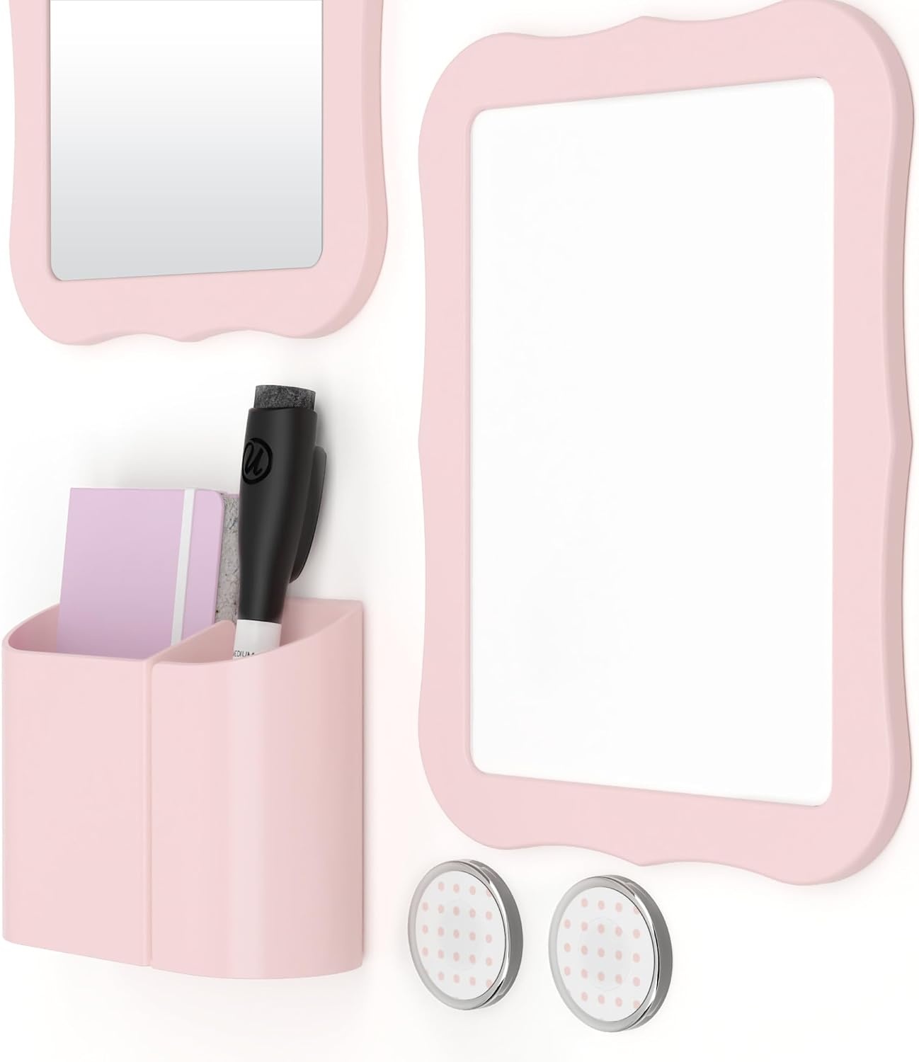 image:imageU Brands Magnetic Locker Accessories and Decorating Kit Back to School Essentials Mirror Markerboard Gold Magnetic Cup Marble Magnets and Dry Erase MarkerBlush