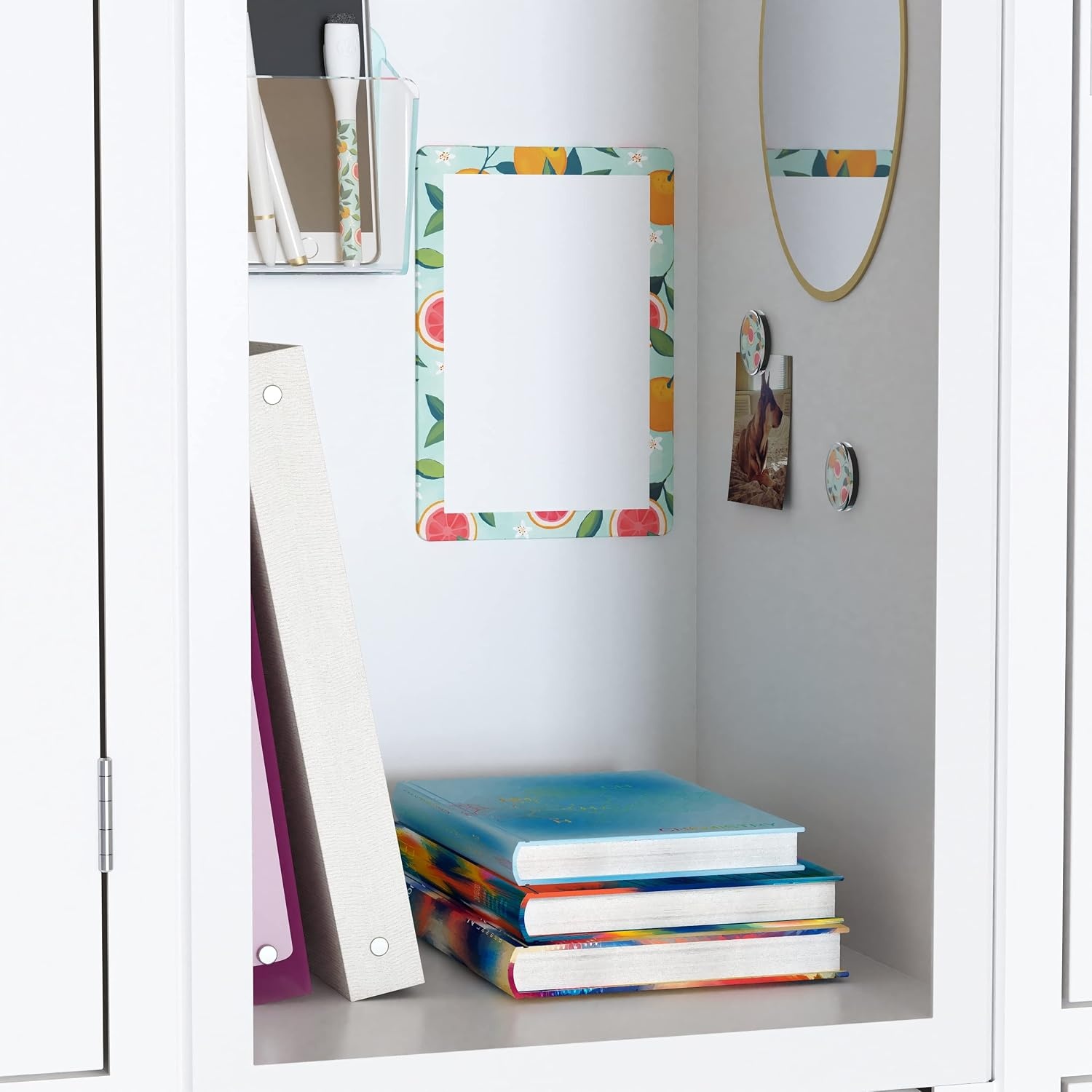image:imageU Brands Magnetic Locker Accessories and Decorating Kit Back to School Essentials Mirror Markerboard Gold Magnetic Cup Marble Magnets and Dry Erase MarkerCitrus Orange