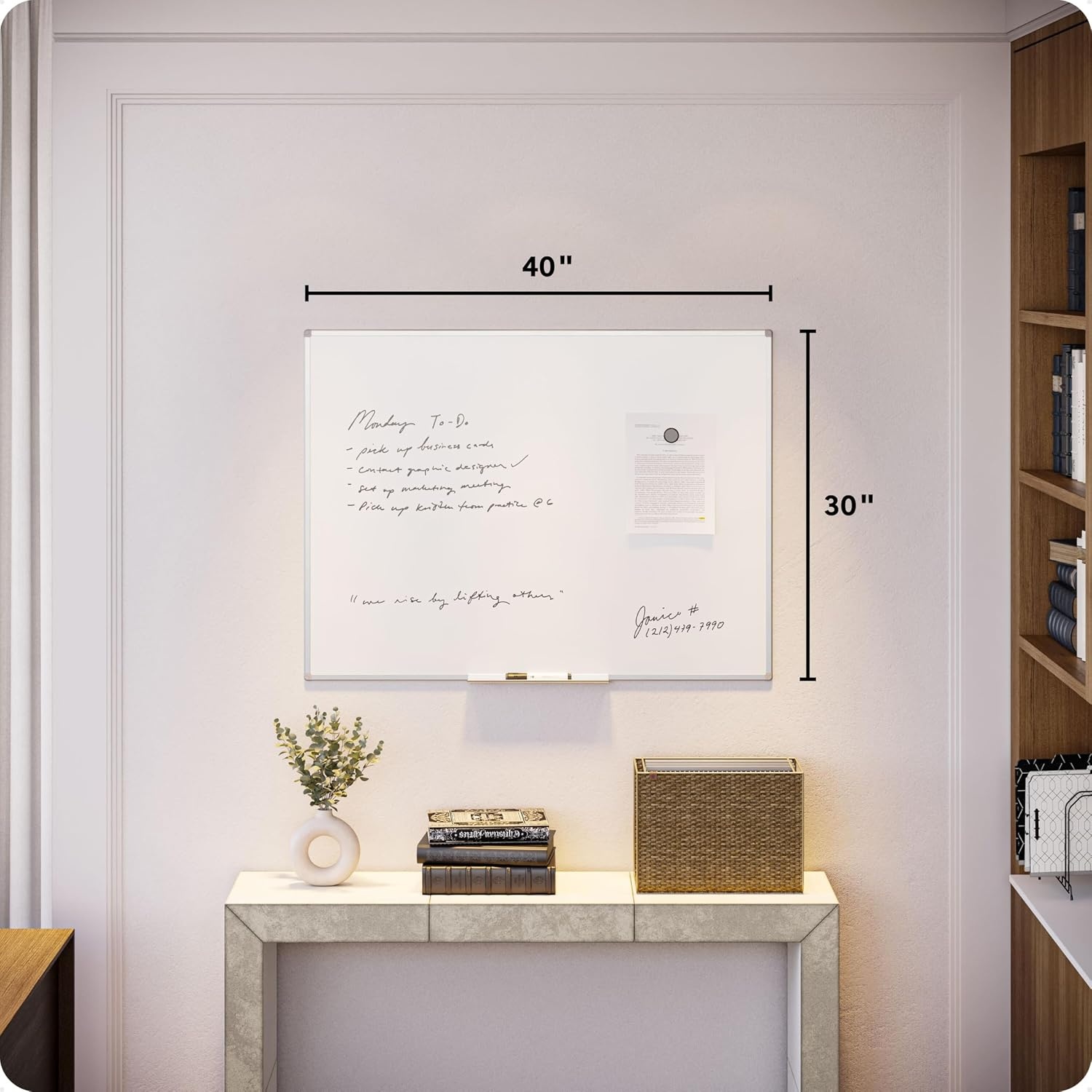 image:imageU Brands Magnetic Whiteboard 24 x 18 Slim Aluminum Frame Includes Dry Erase Marker Magnet and ClipOn Tray40W x 30H