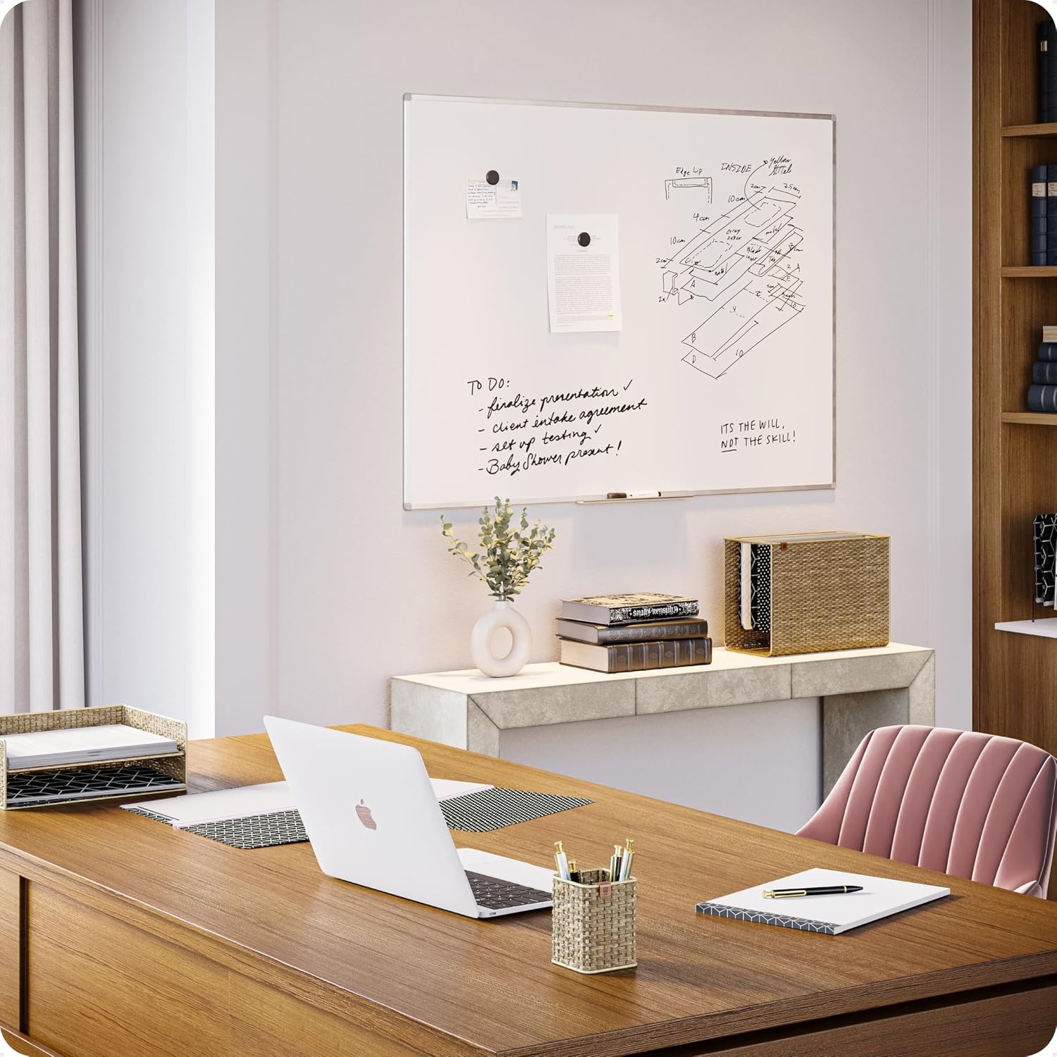image:imageU Brands Magnetic Whiteboard 24 x 18 Slim Aluminum Frame Includes Dry Erase Marker Magnet and ClipOn Tray47W x 35H