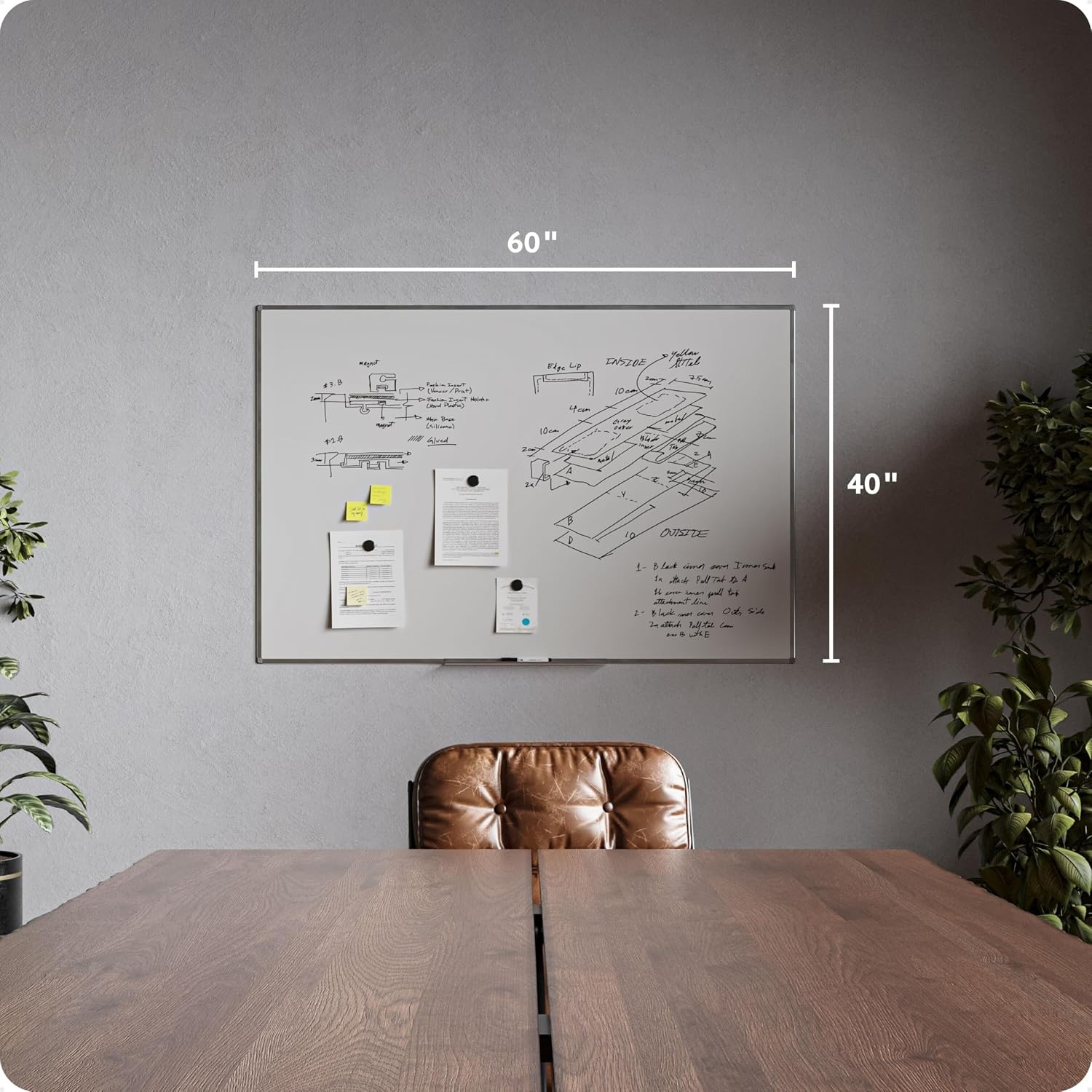 image:imageU Brands Magnetic Whiteboard 24 x 18 Slim Aluminum Frame Includes Dry Erase Marker Magnet and ClipOn Tray60W x 40H