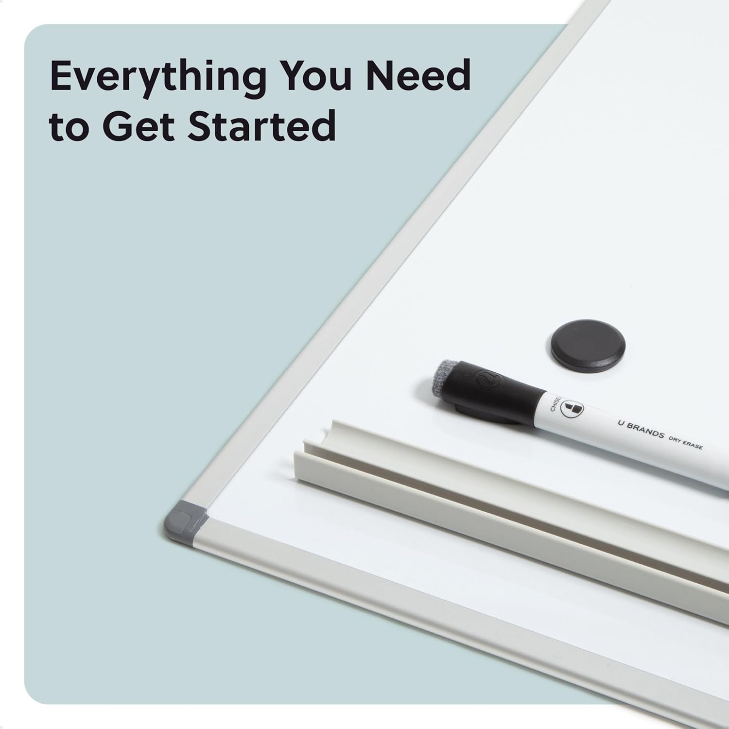 image:imageU Brands Magnetic Whiteboard 24 x 18 Slim Aluminum Frame Includes Dry Erase Marker Magnet and ClipOn Tray60W x 40H