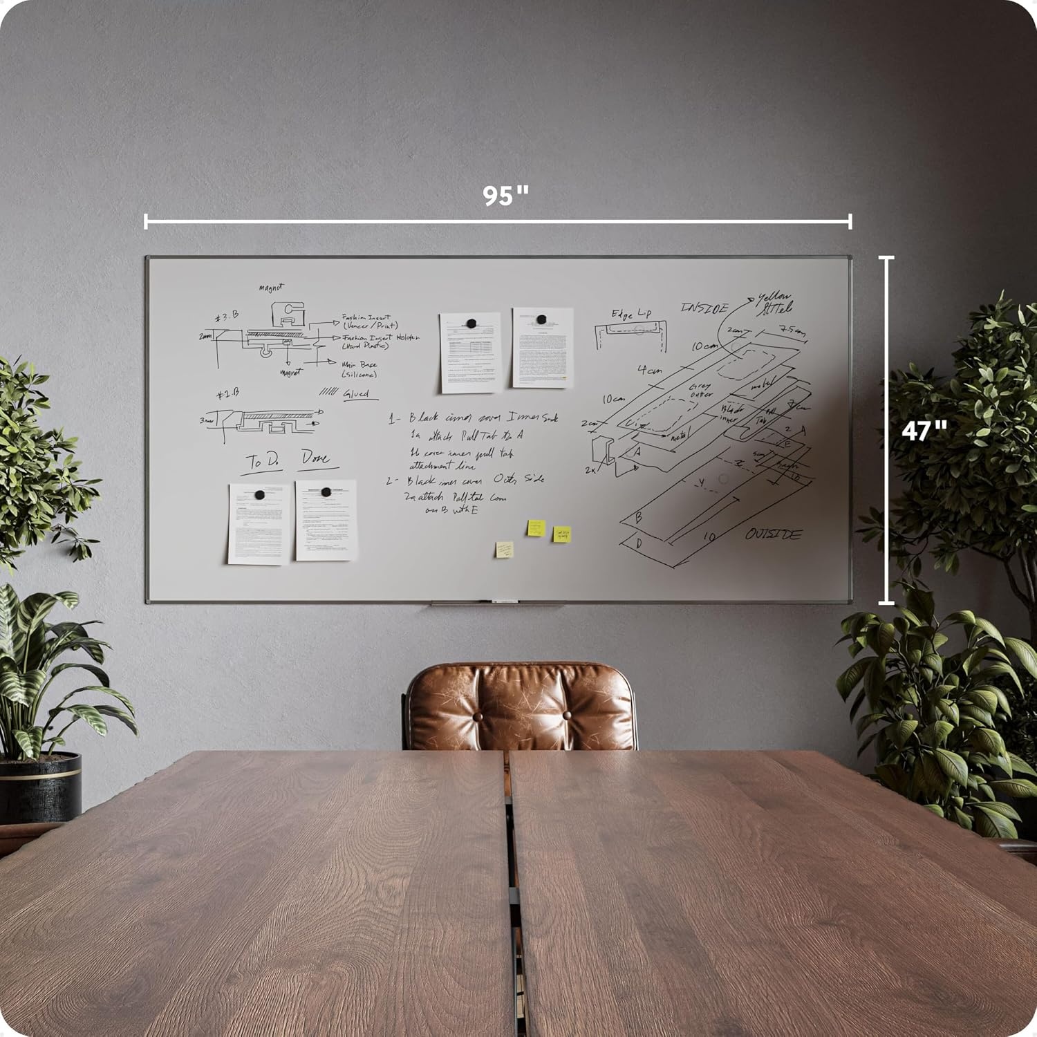 image:imageU Brands Magnetic Whiteboard 24 x 18 Slim Aluminum Frame Includes Dry Erase Marker Magnet and ClipOn Tray95W x 47H