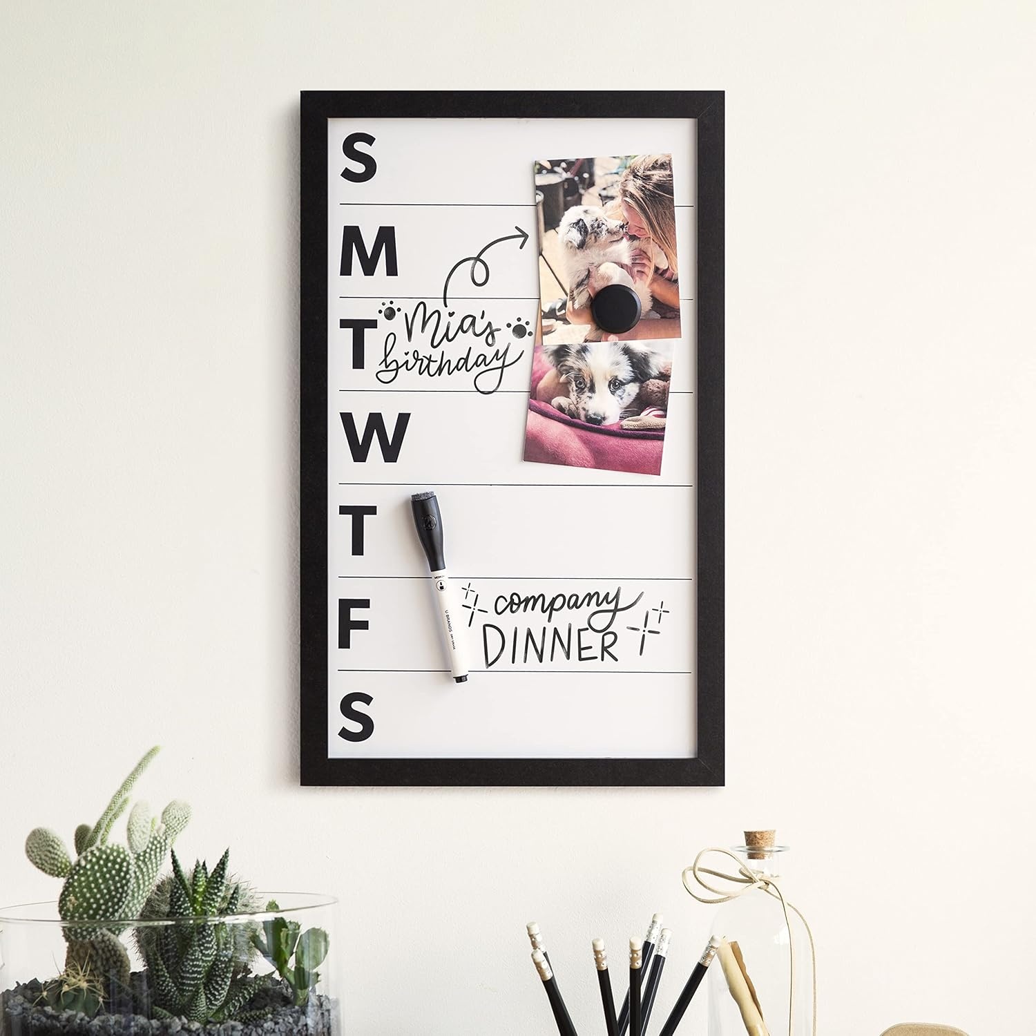 image:imageU Brands Magnetic Whiteboard 24 x 36 Black Wood Frame Dry Erase Board Wall Mounted White Board for Office Classroom Home Planning amp Organization11W x 18H