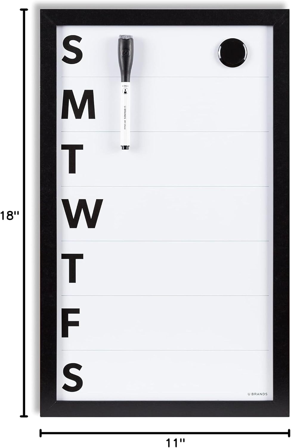 image:imageU Brands Magnetic Whiteboard 24 x 36 Black Wood Frame Dry Erase Board Wall Mounted White Board for Office Classroom Home Planning amp Organization11W x 18H