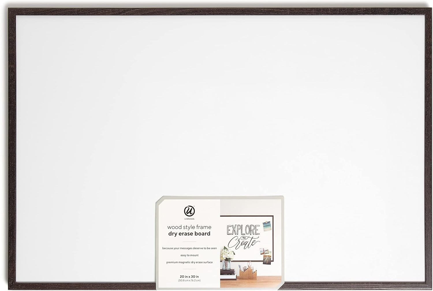 image:imageU Brands Magnetic Whiteboard 24 x 36 Black Wood Frame Dry Erase Board Wall Mounted White Board for Office Classroom Home Planning amp Organization30W x 20H