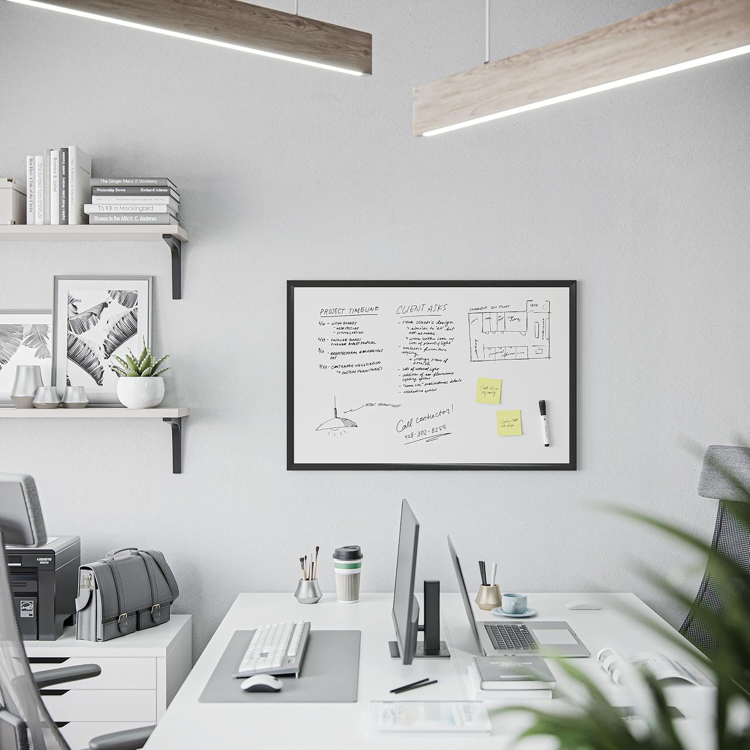 image:imageU Brands Magnetic Whiteboard 24 x 36 Black Wood Frame Dry Erase Board Wall Mounted White Board for Office Classroom Home Planning amp Organization35W x 23H