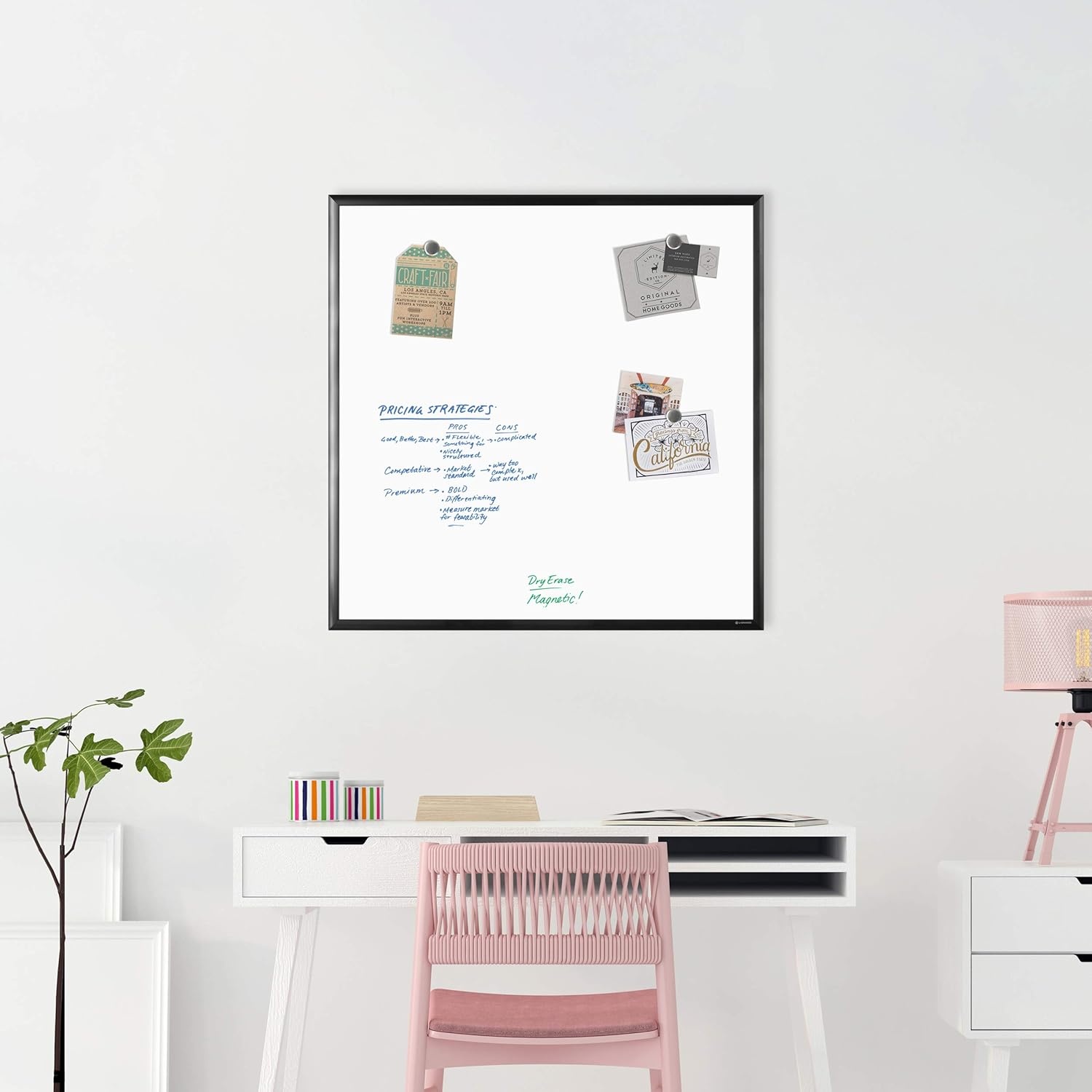 image:imageU Brands Magnetic Whiteboard 24 x 36 Black Wood Frame Dry Erase Board Wall Mounted White Board for Office Classroom Home Planning amp Organization35W x 35H